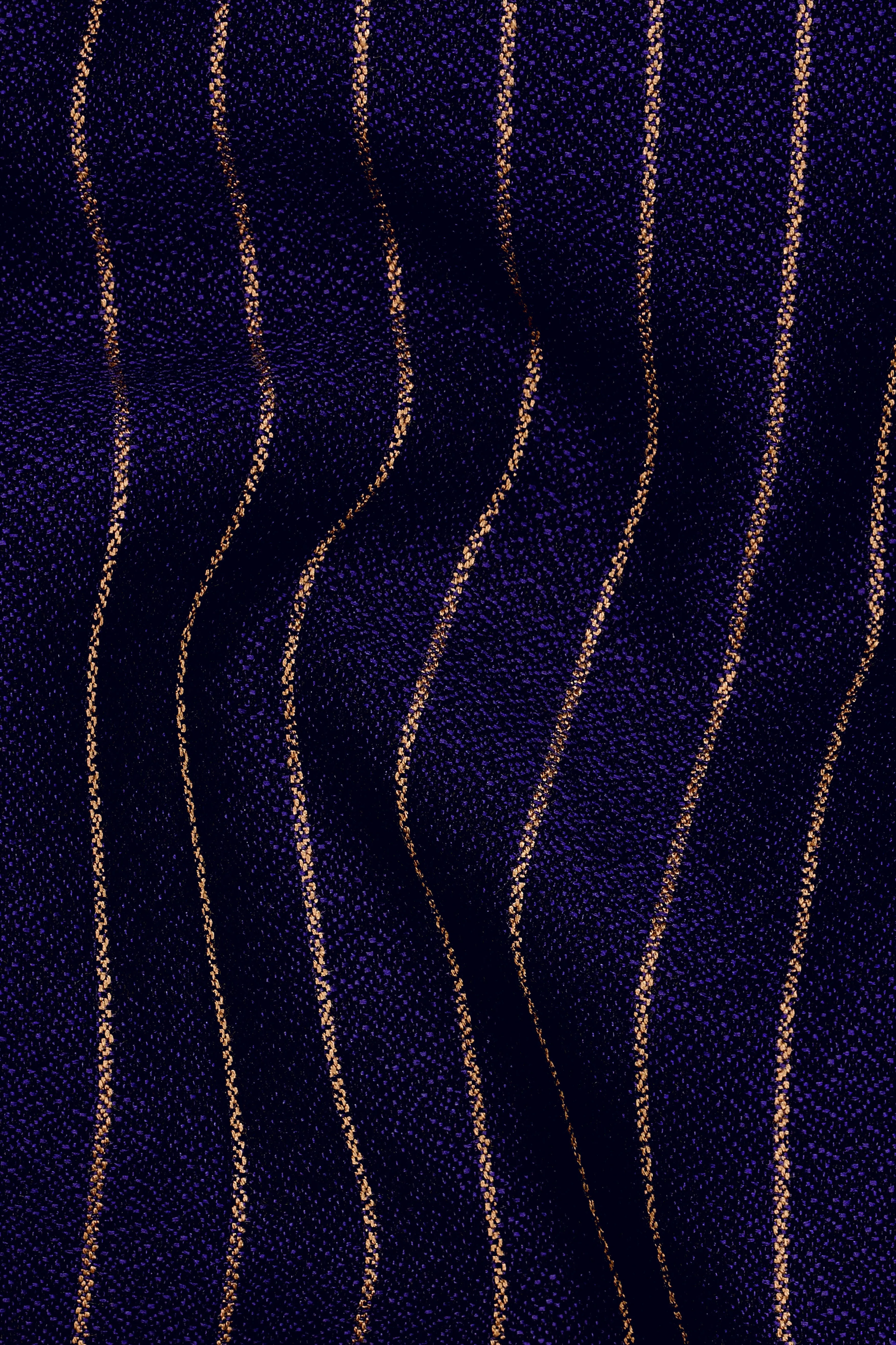 Tuna Blue with Coral Reef Brown Striped Double-Breasted Blazer sold by French Crown product image thumbnail 3