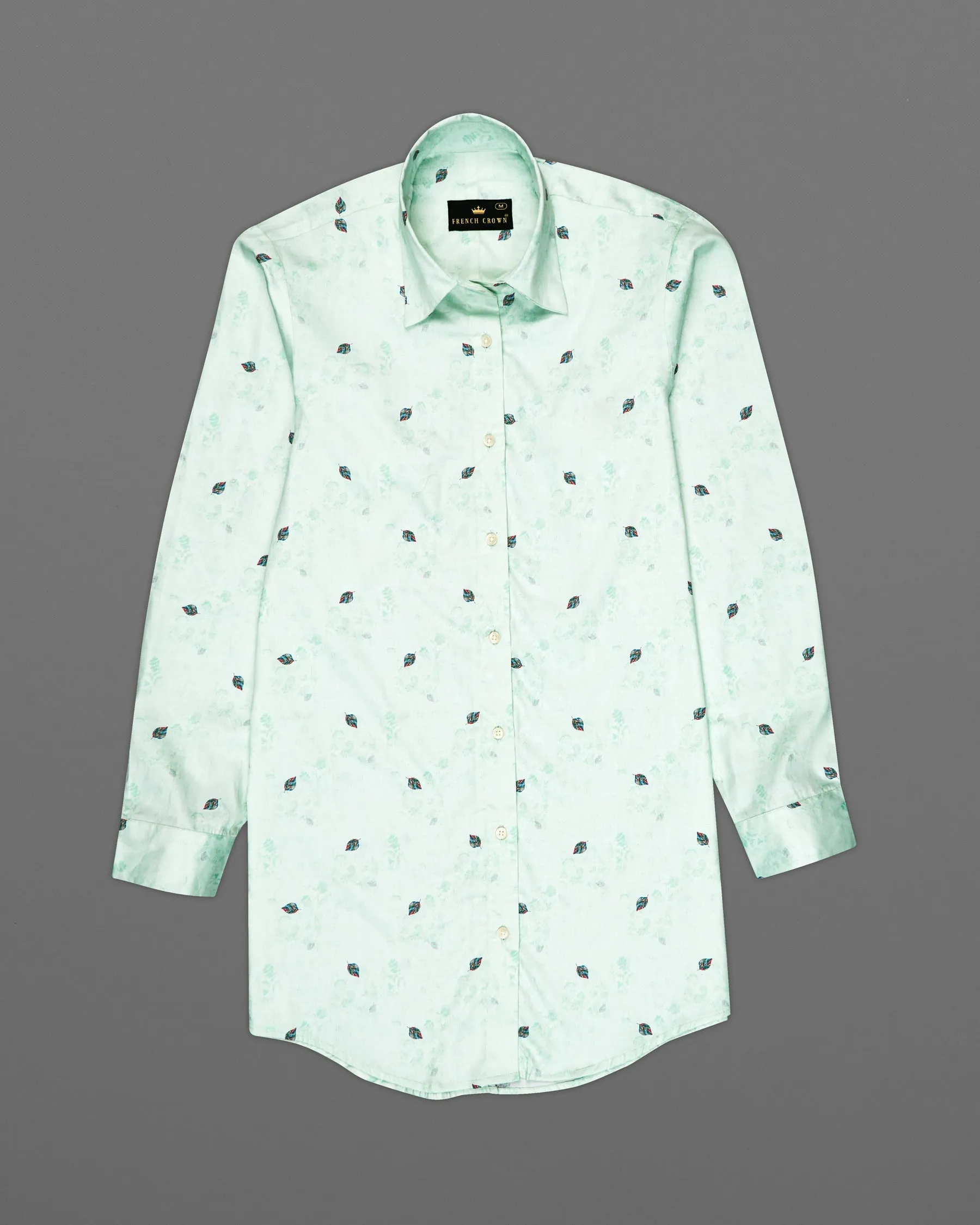 Periglacial Green with Feather Printed Super Soft Premium Cotton Women’s Shirt sold by French Crown product image thumbnail 2