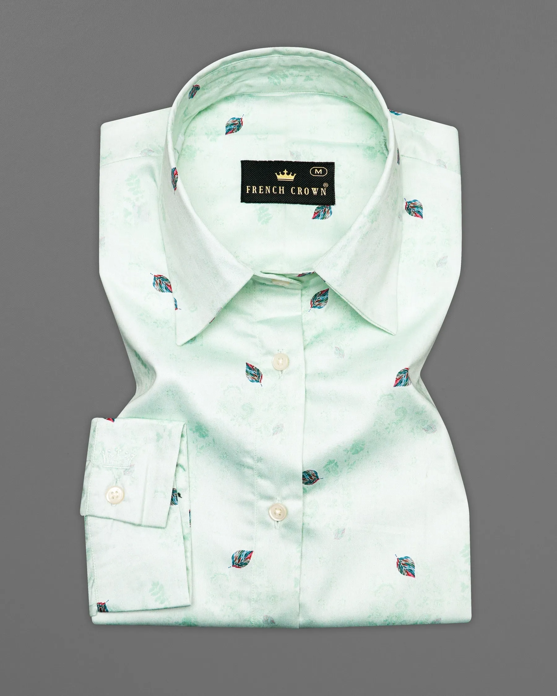 Periglacial Green with Feather Printed Super Soft Premium Cotton Women’s Shirt sold by French Crown product image thumbnail 4