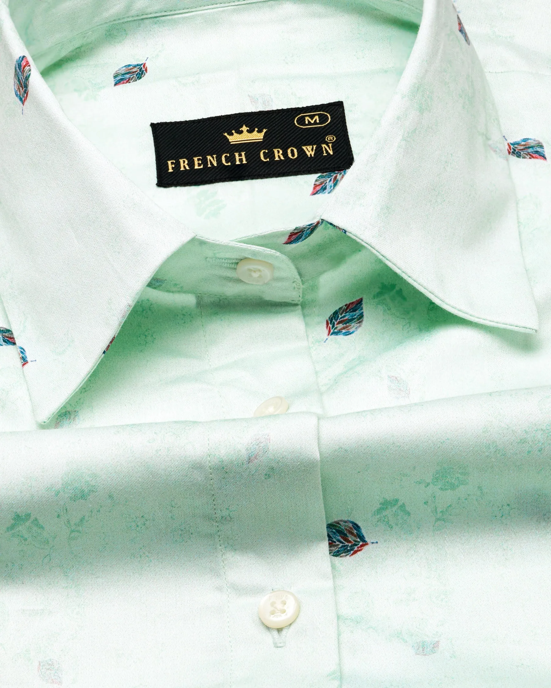 Periglacial Green with Feather Printed Super Soft Premium Cotton Women’s Shirt sold by French Crown product image thumbnail 5