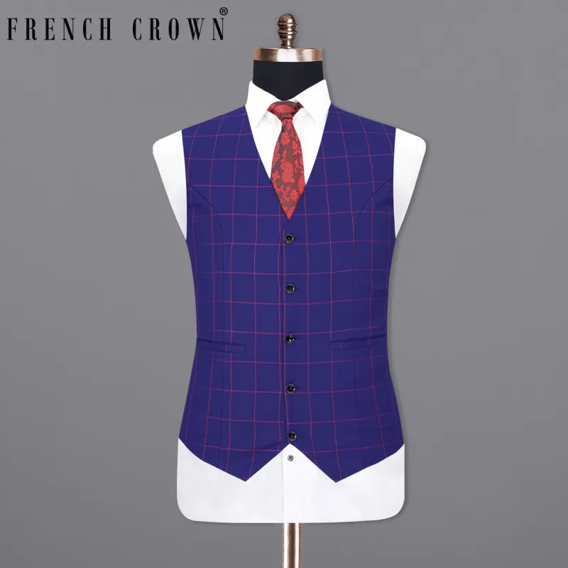 Minsk Blue Plaid Waistcoat sold by French Crown