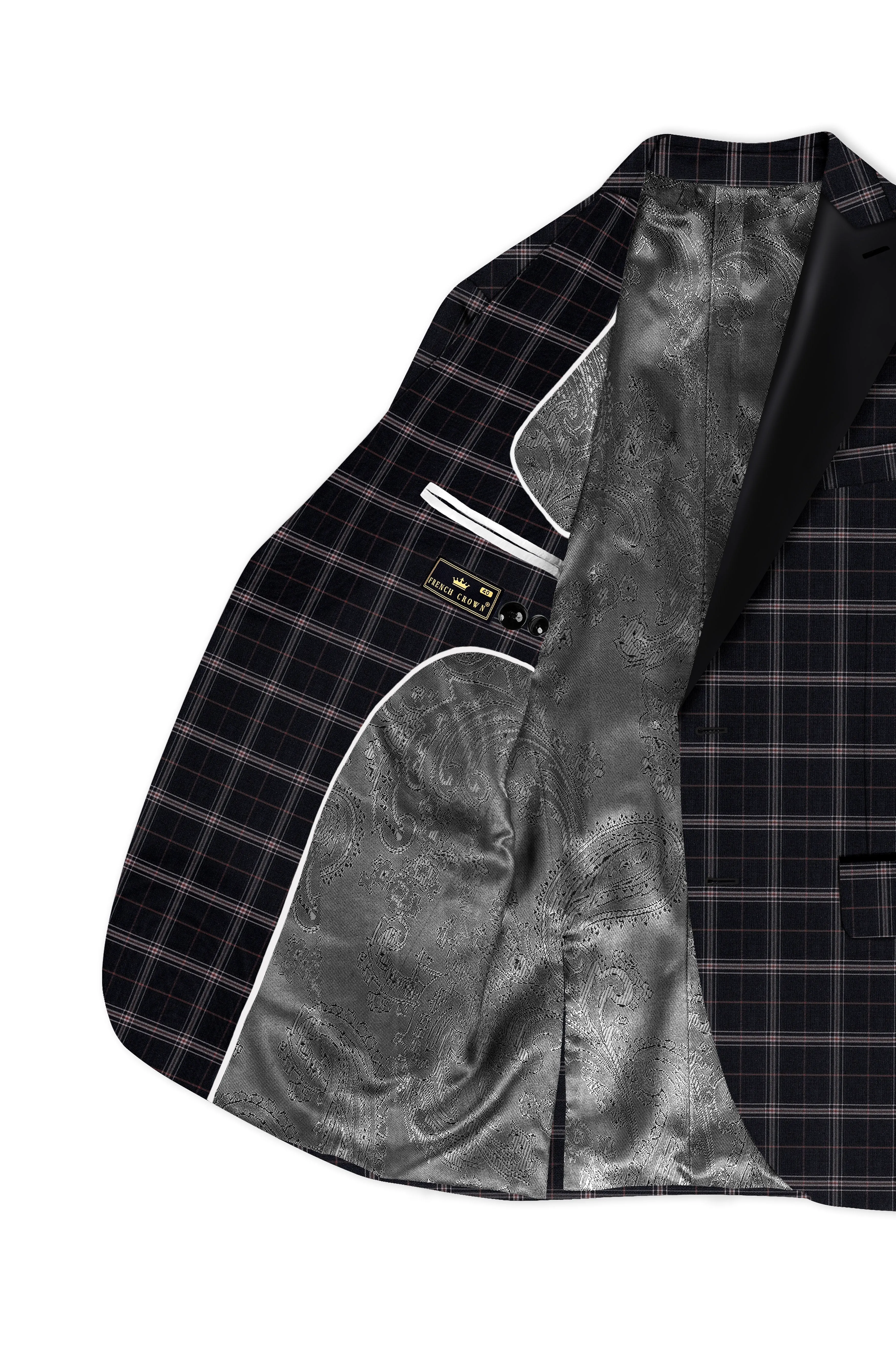 Mind Shaft Black Plaid Woolrich Tuxedo Blazer sold by French Crown product image thumbnail 5