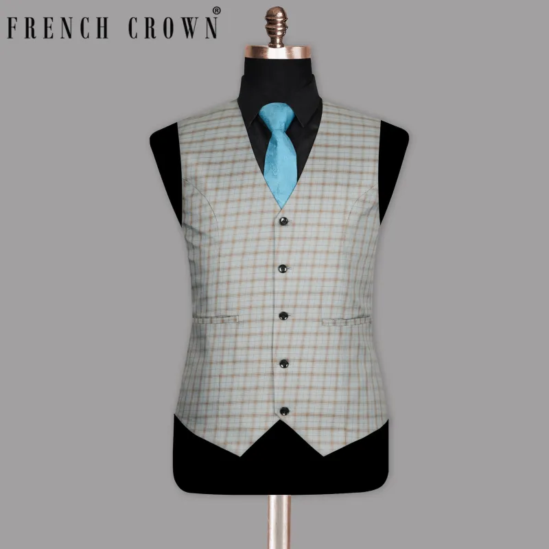 Trout Grey Checked Wool Rich Waistcoat sold by French Crown