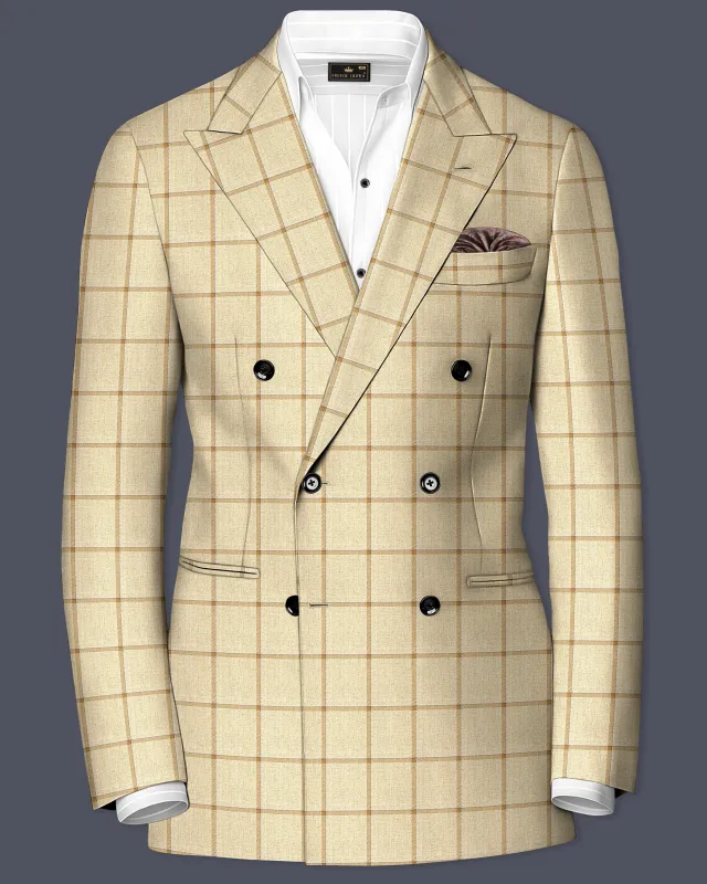 Rodeo Dust Brown Windowpane Double Breasted Blazer sold by French Crown