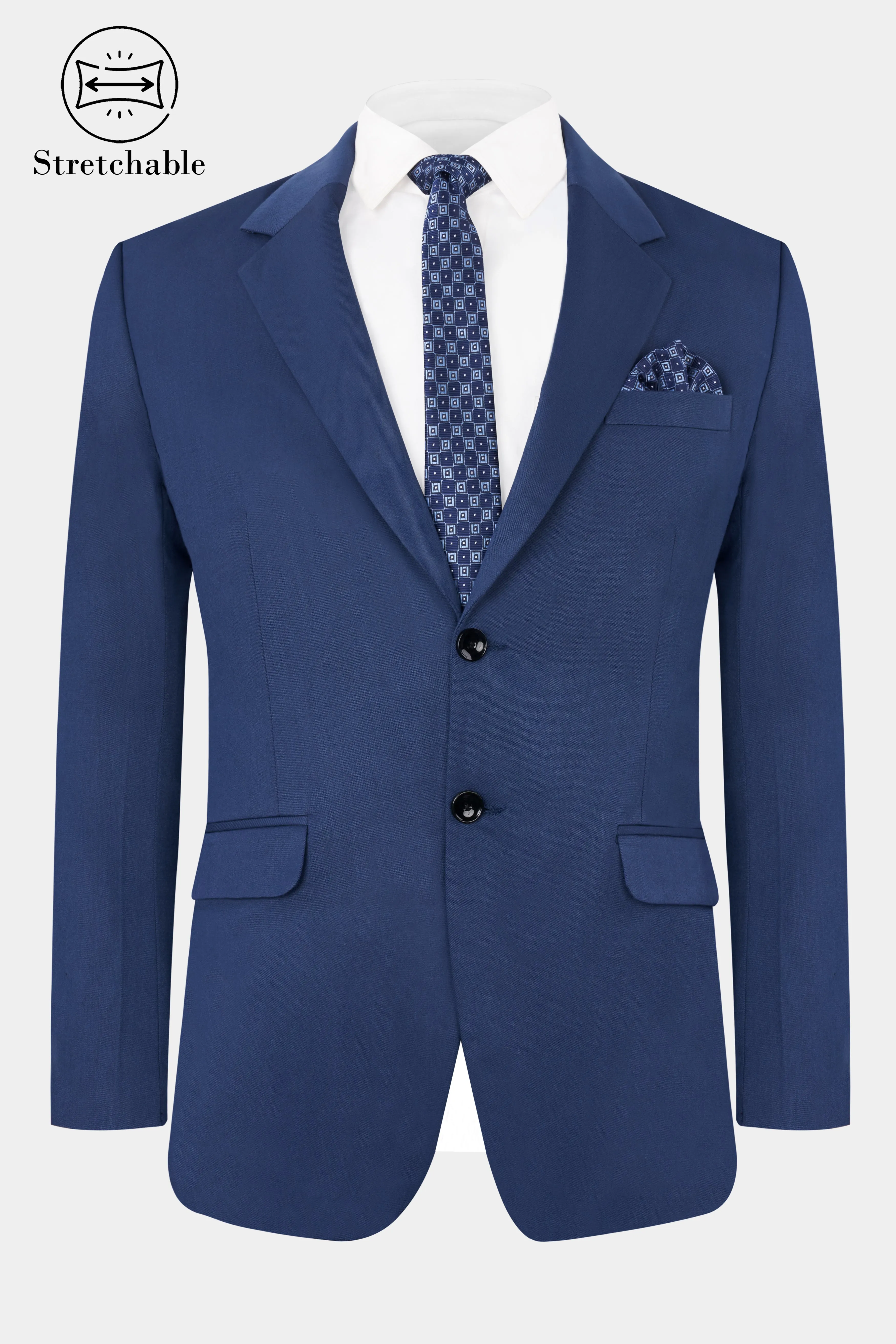 Rhino Blue Stretchable Single-Breasted traveler Blazer sold by French Crown product image thumbnail 2