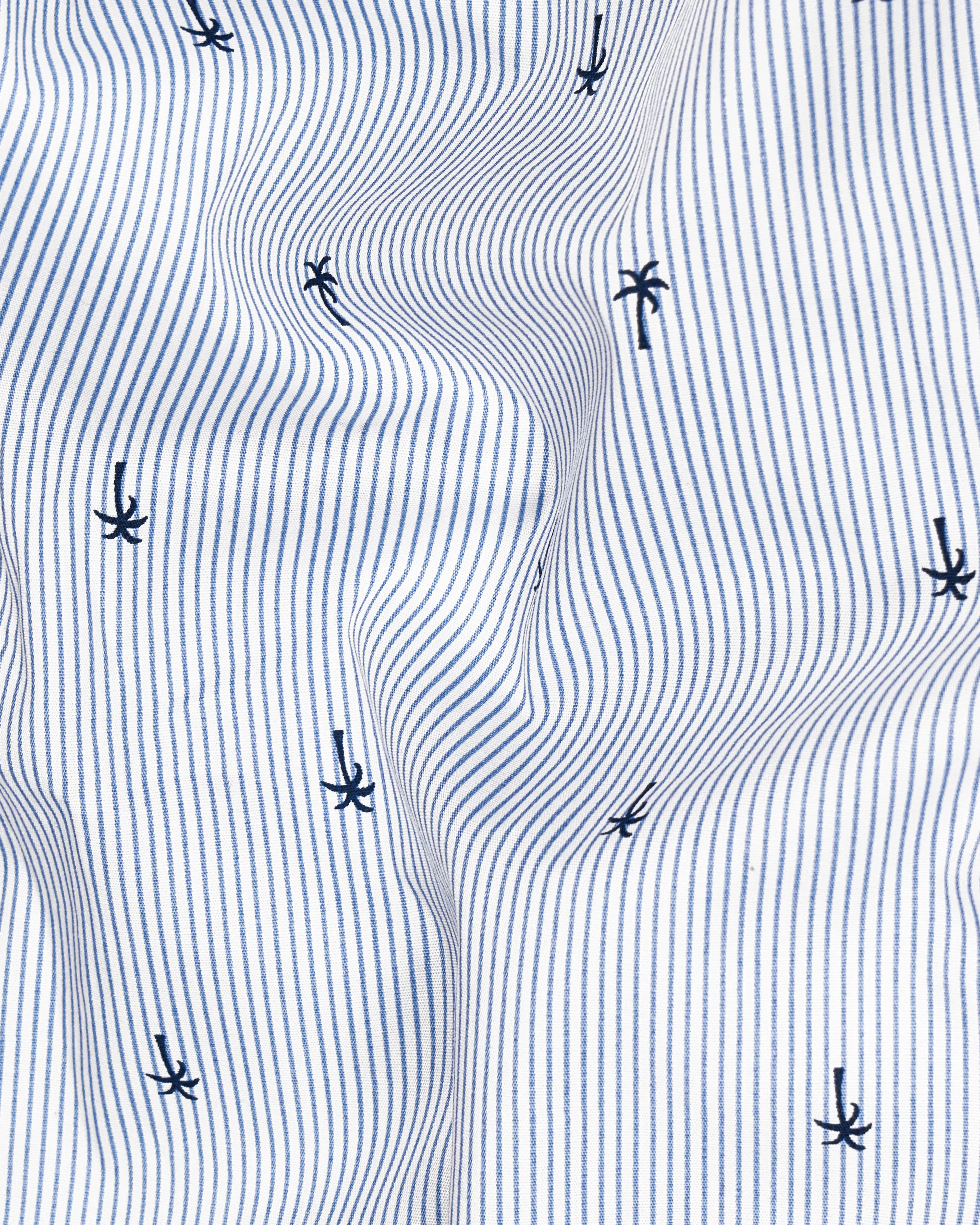 Pastel Blue with White Striped and Printed Premium Cotton Shirt sold by French Crown product image thumbnail 2