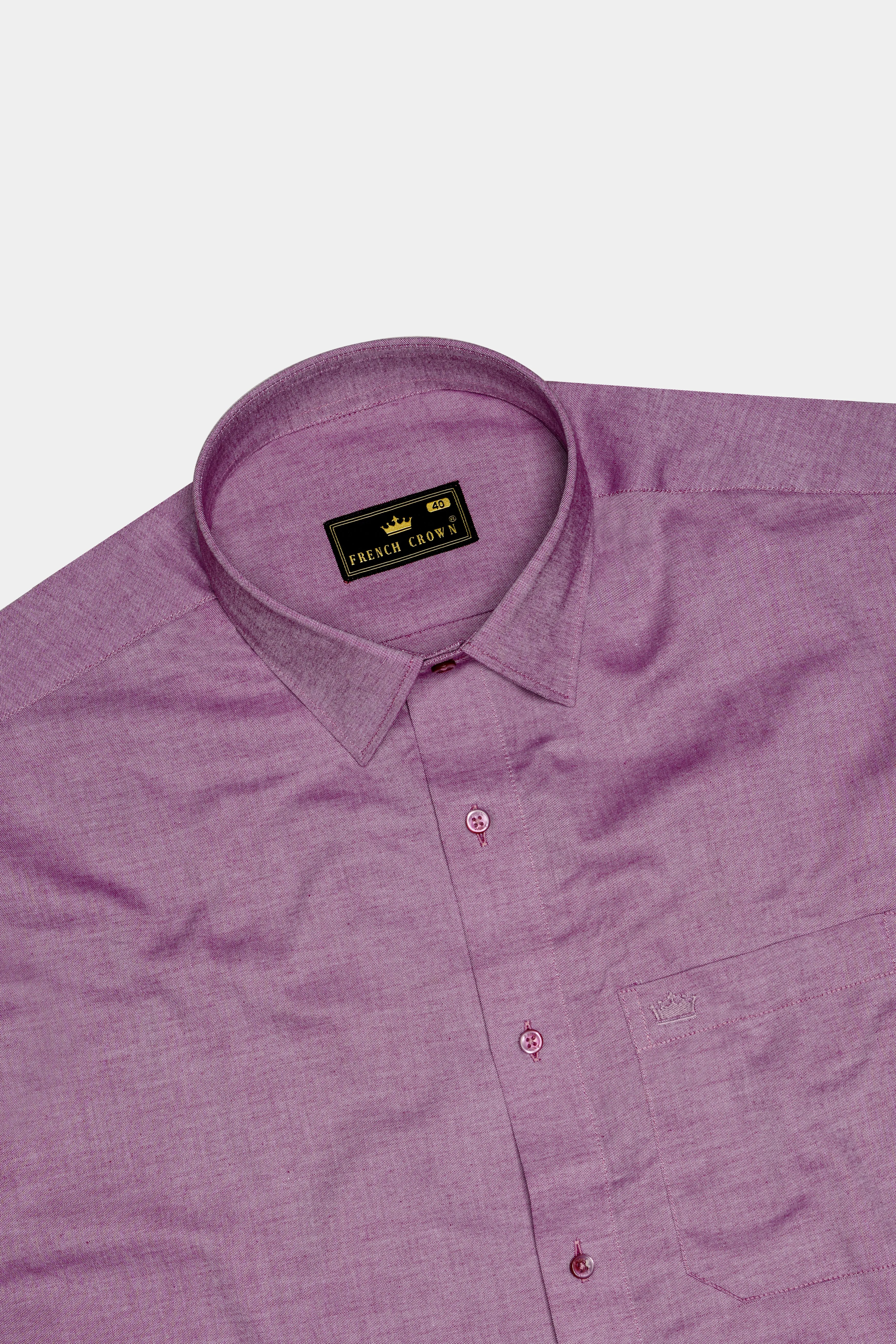 Opera Mauve Pink Chambray Textured Premium Cotton Shirt sold by French Crown product image thumbnail 5