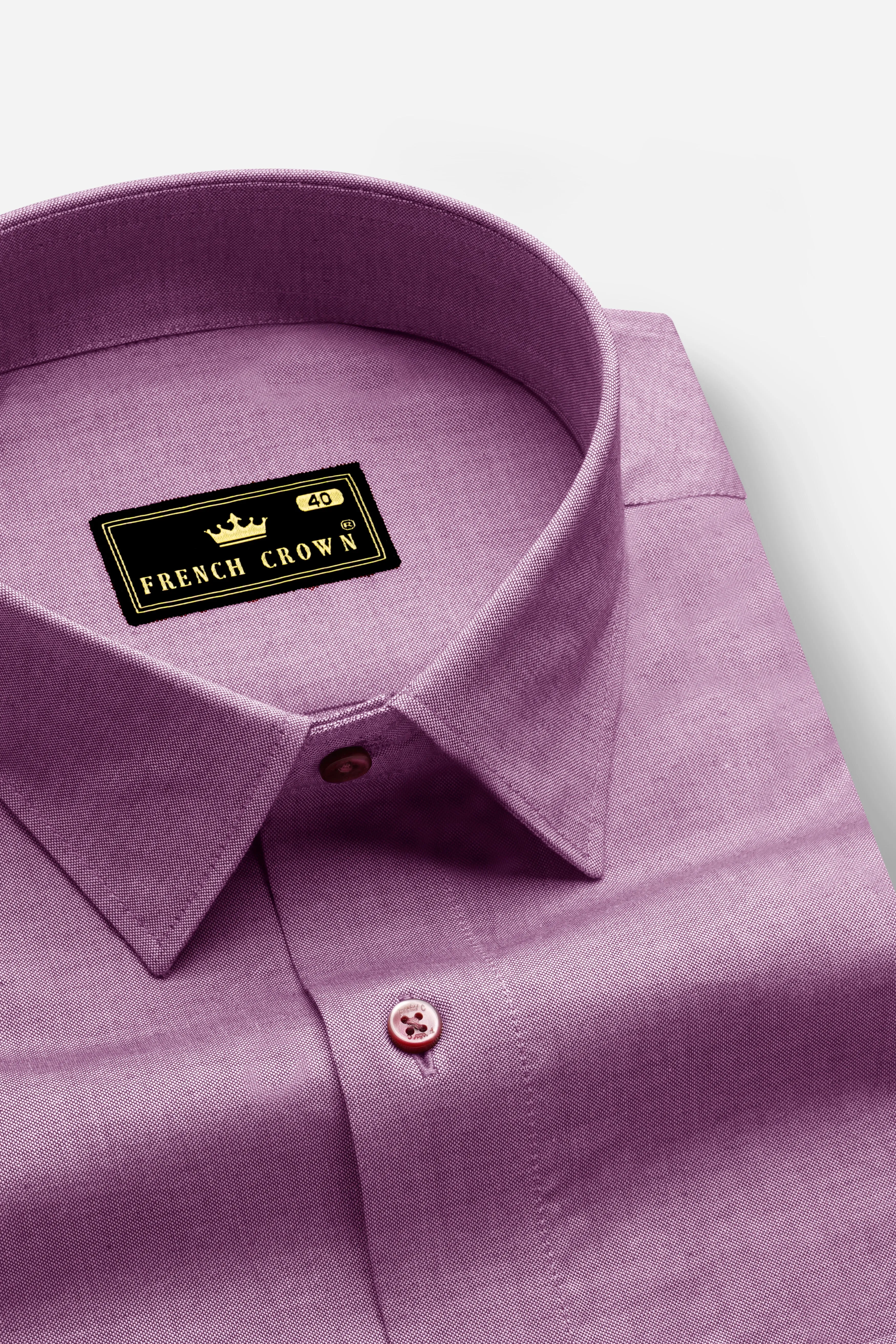 Opera Mauve Pink Chambray Textured Premium Cotton Shirt sold by French Crown product image thumbnail 2