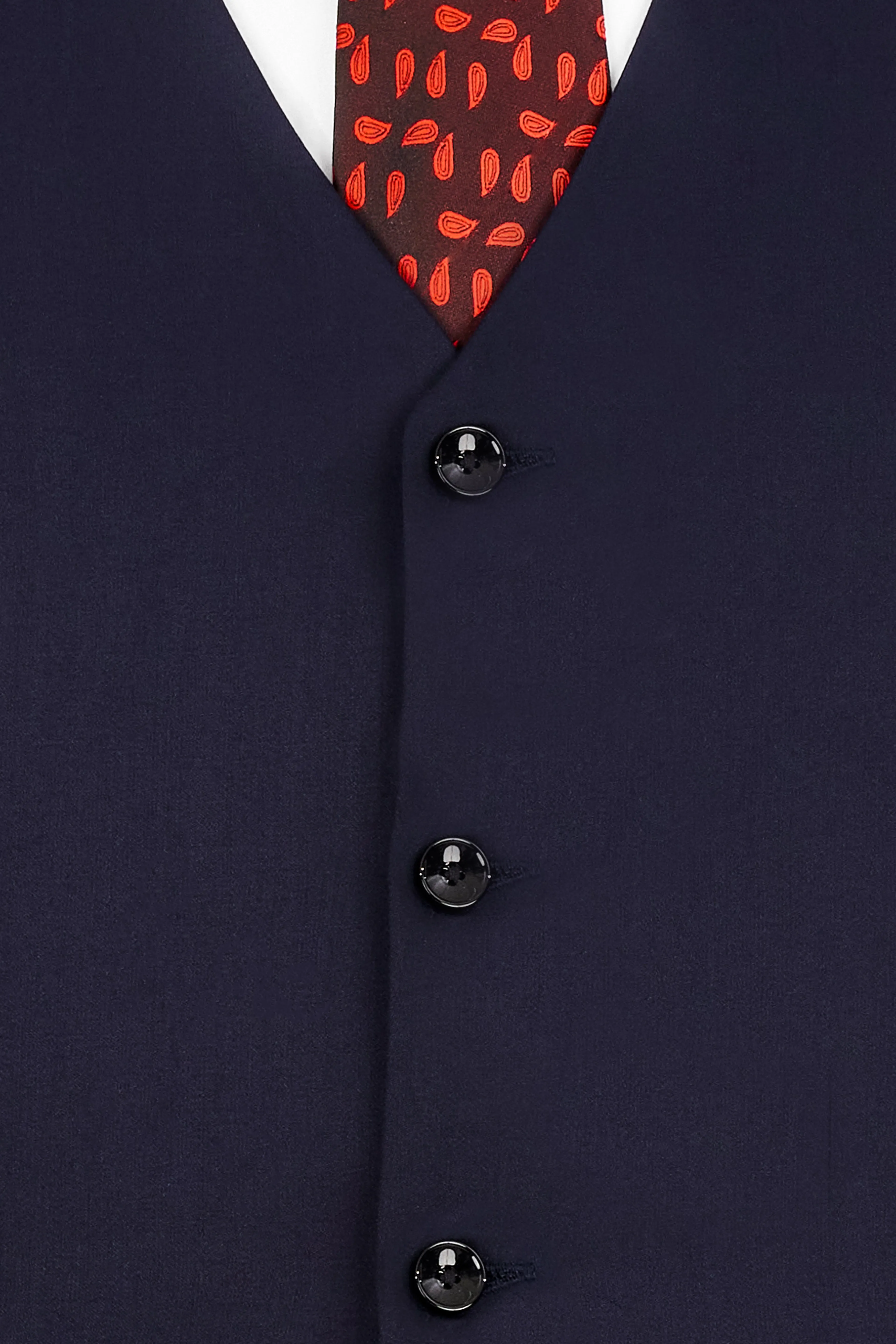 Navy Subtle Sheen Wool Blend Waistcoat sold by French Crown product image thumbnail 5