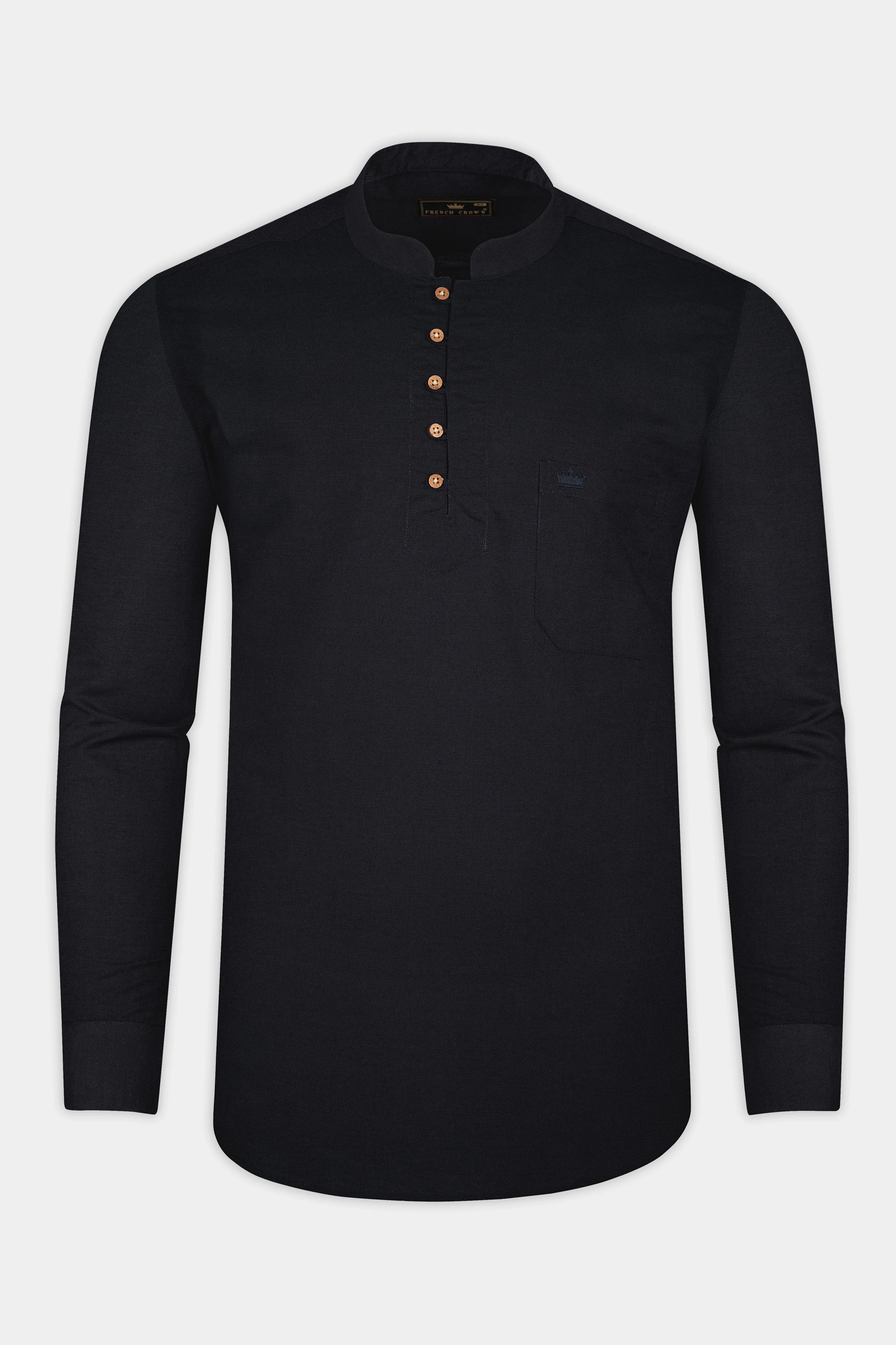 Jade Black Premium Cotton Kurta Shirt sold by French Crown product image thumbnail 5