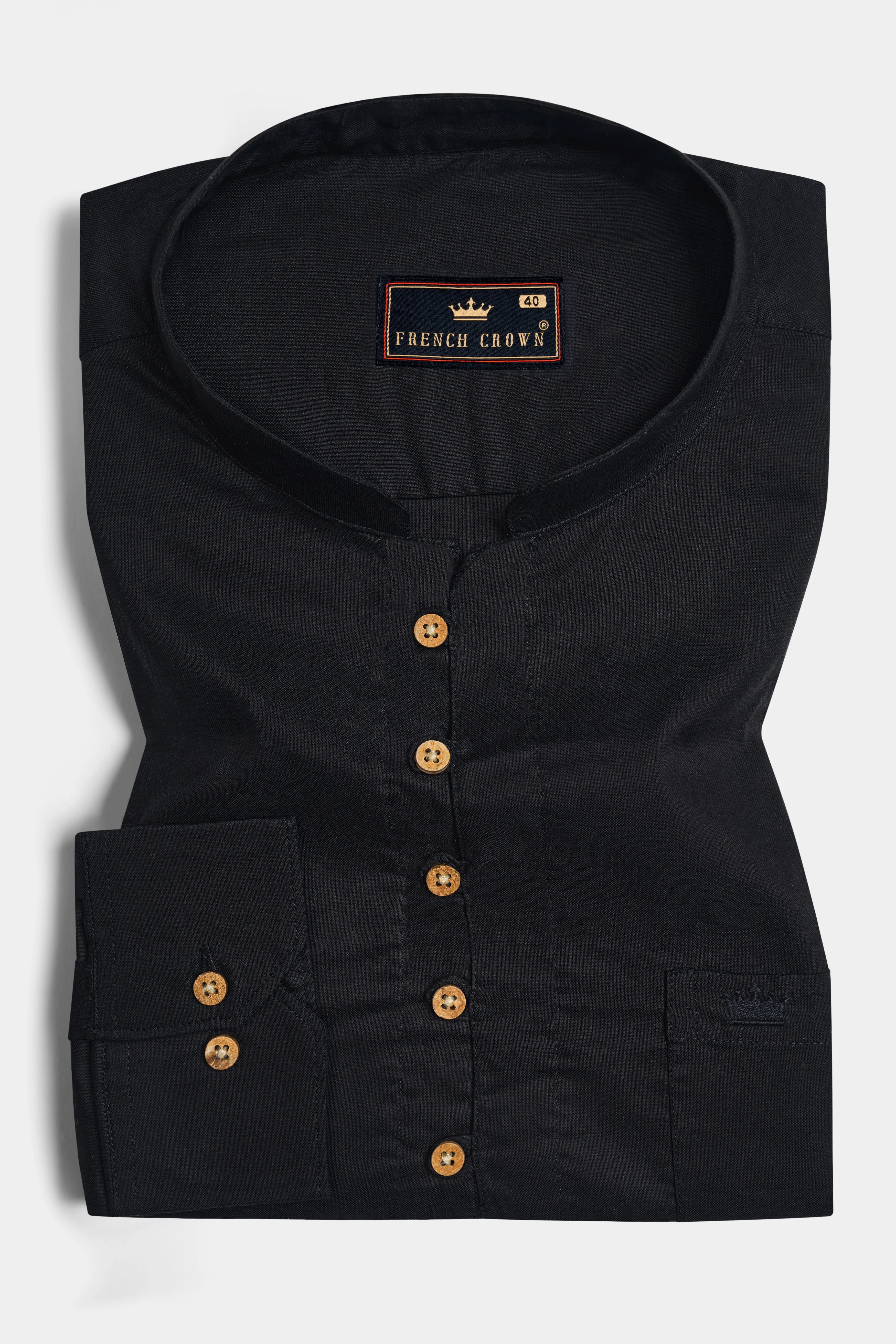 Jade Black Premium Cotton Kurta Shirt sold by French Crown product image thumbnail 2