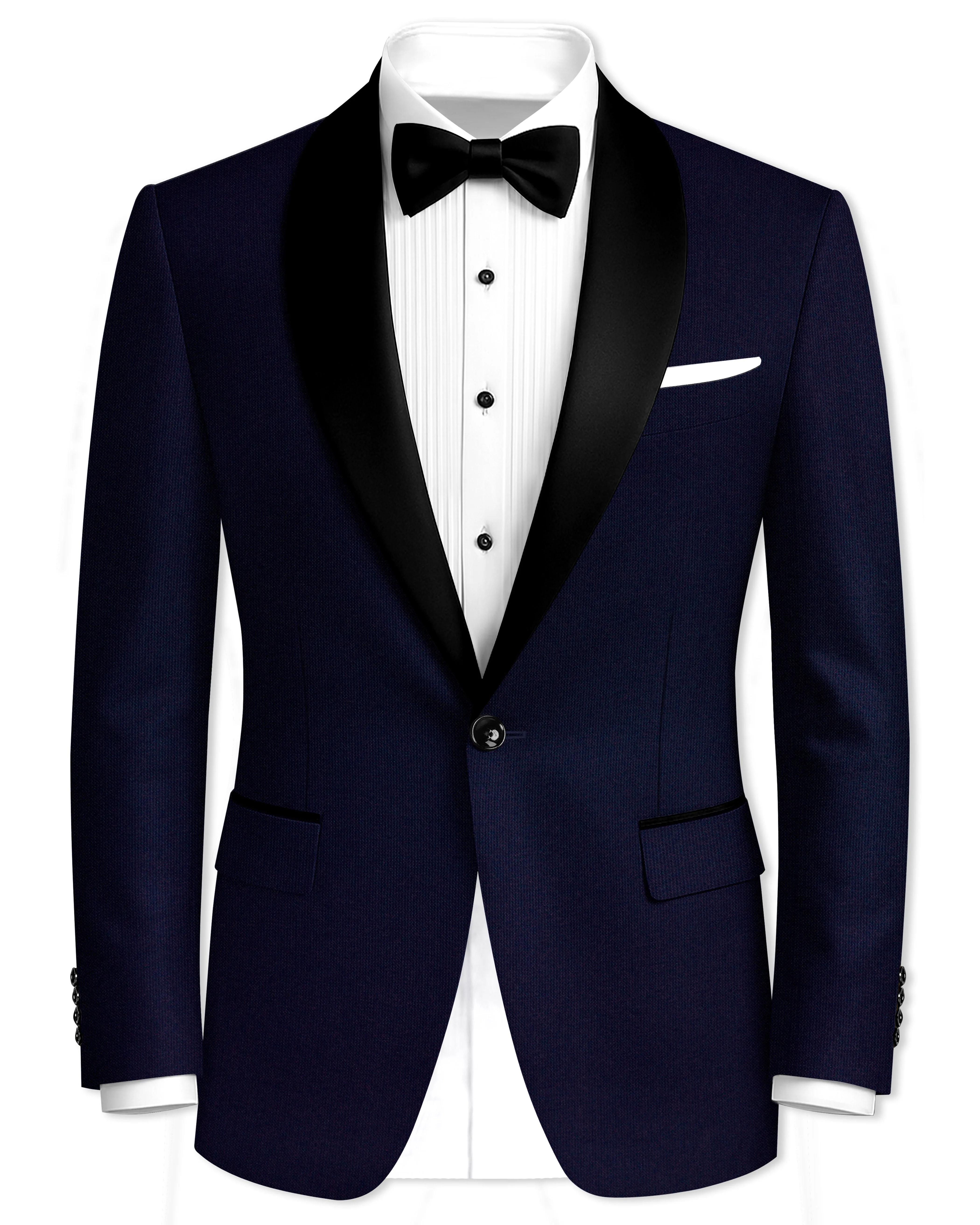 Gunmetal Blue with Black Lapel Tuxedo Blazer sold by French Crown