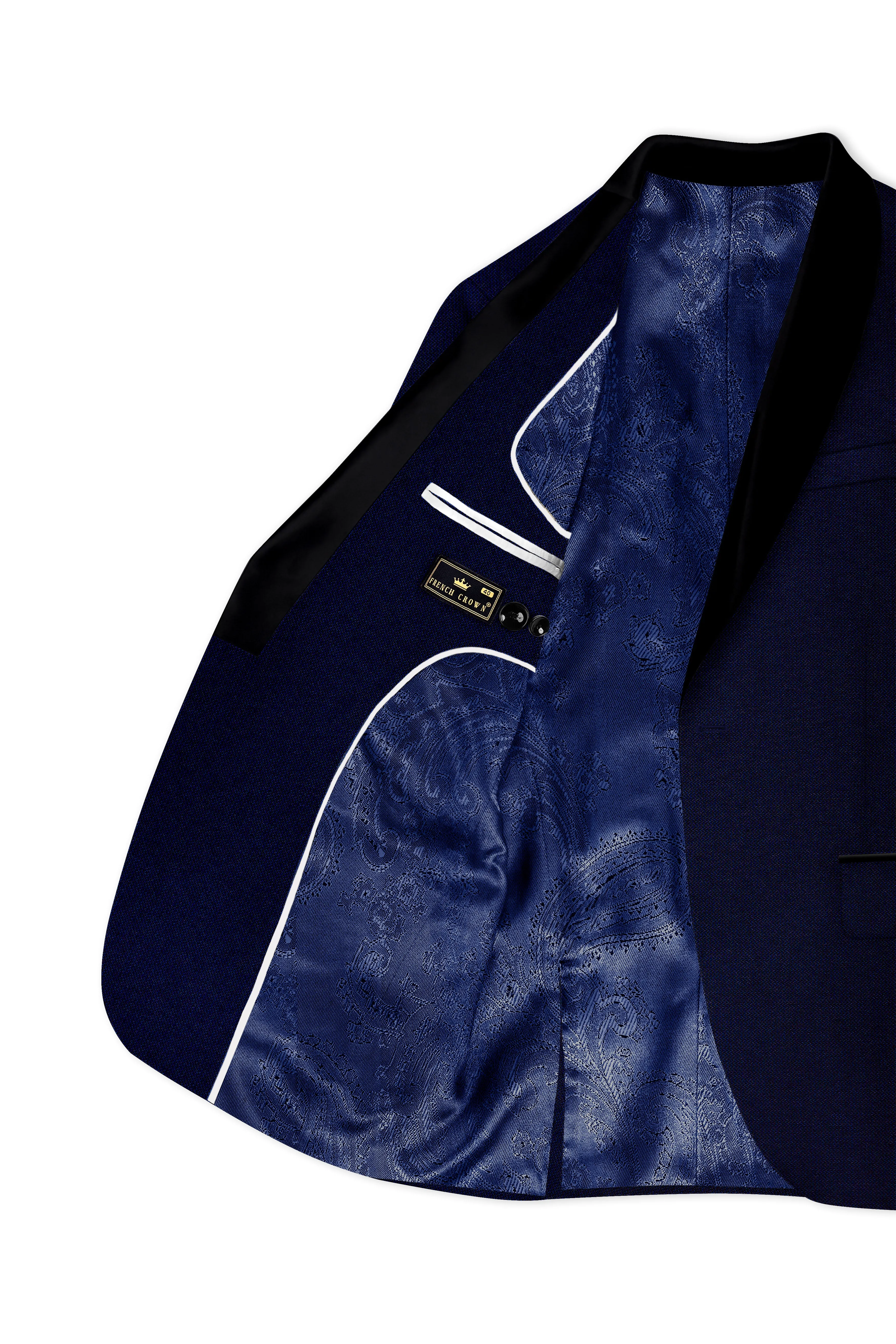 Gunmetal Blue with Black Lapel Tuxedo Blazer sold by French Crown product image thumbnail 5