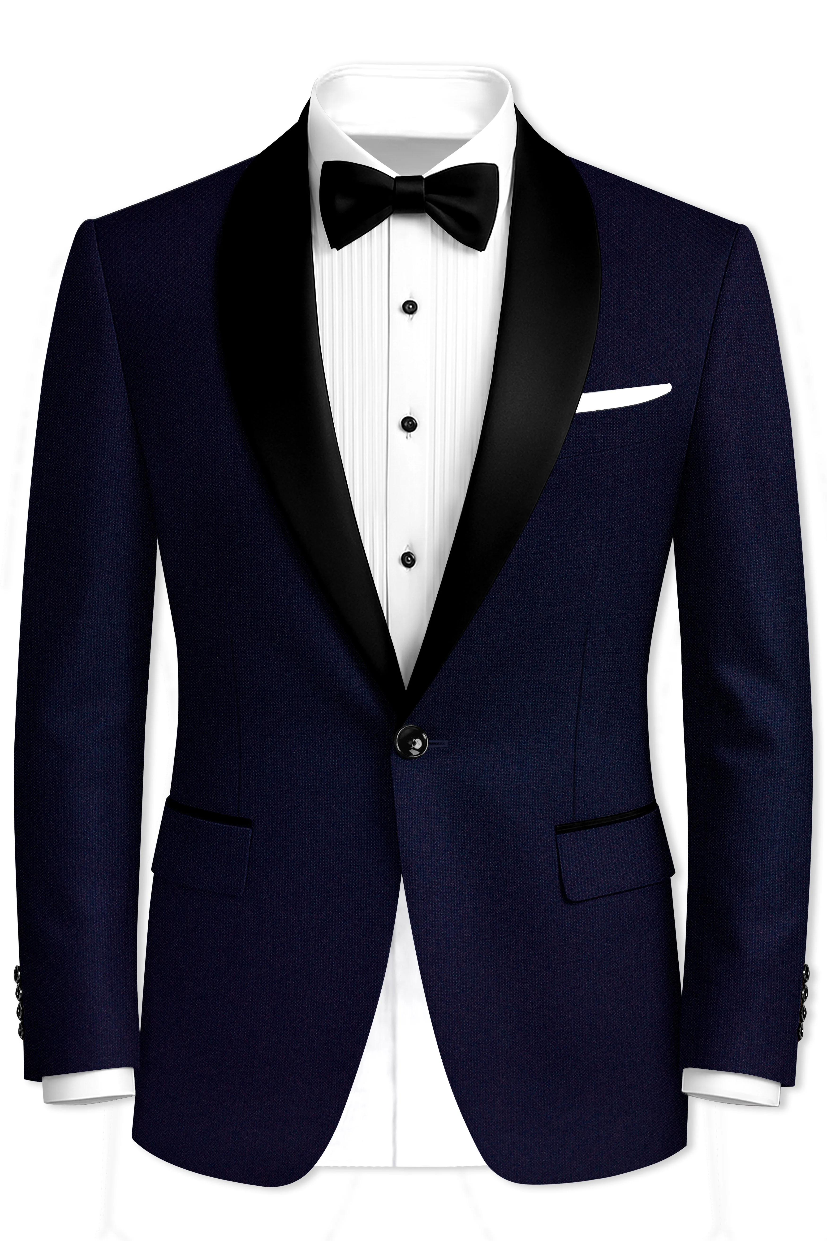 Gunmetal Blue with Black Lapel Tuxedo Blazer sold by French Crown product image thumbnail 2