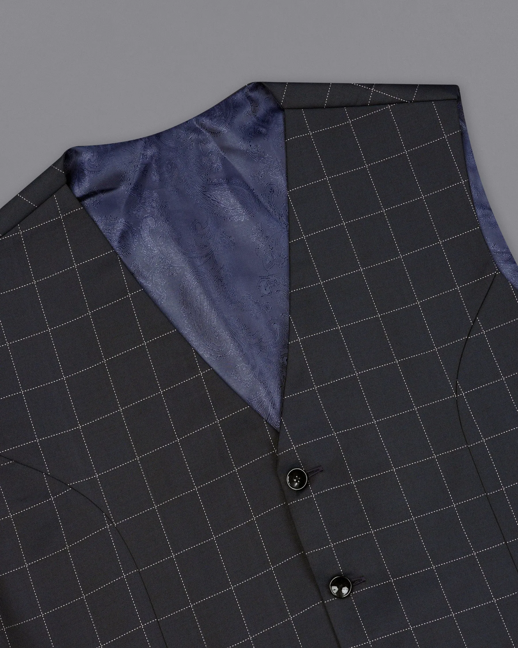 Thunder Blue Solid Waistcoat sold by French Crown product image thumbnail 4
