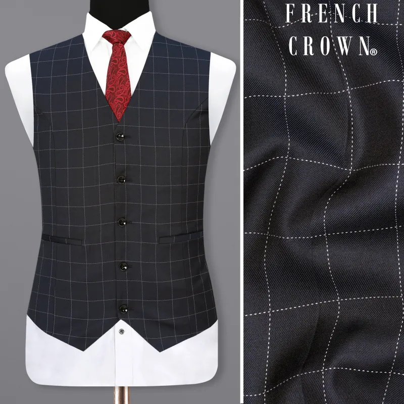 Thunder Blue Solid Waistcoat sold by French Crown