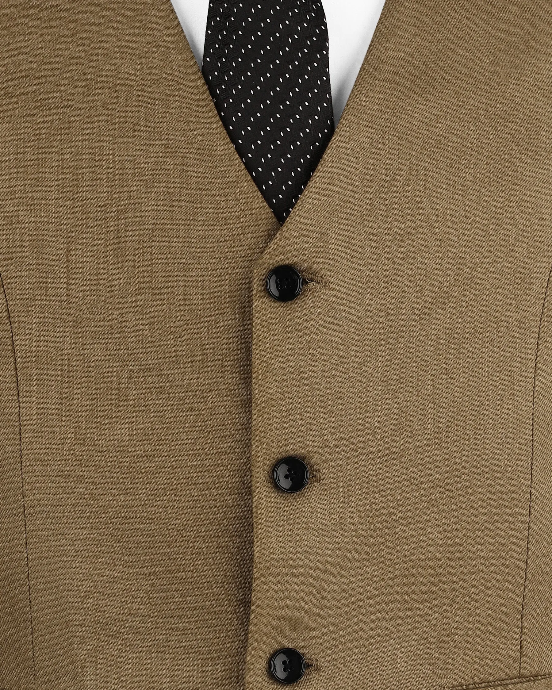 Shadow Brown Premium Cotton Solid Waistcoat sold by French Crown product image thumbnail 5