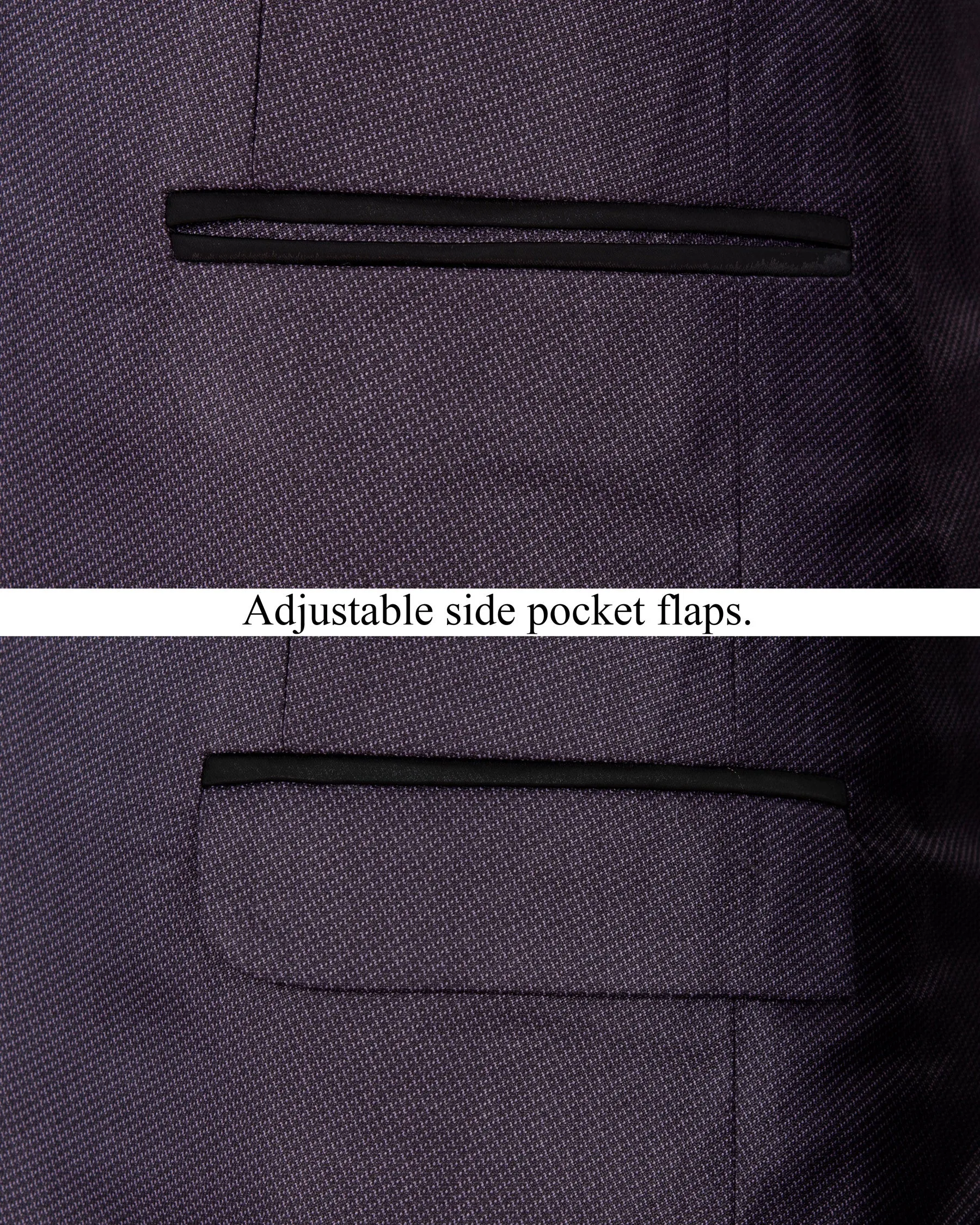 Martinique Violet Subtle Checked Woolrich Tuxedo Blazer sold by French Crown product image thumbnail 5