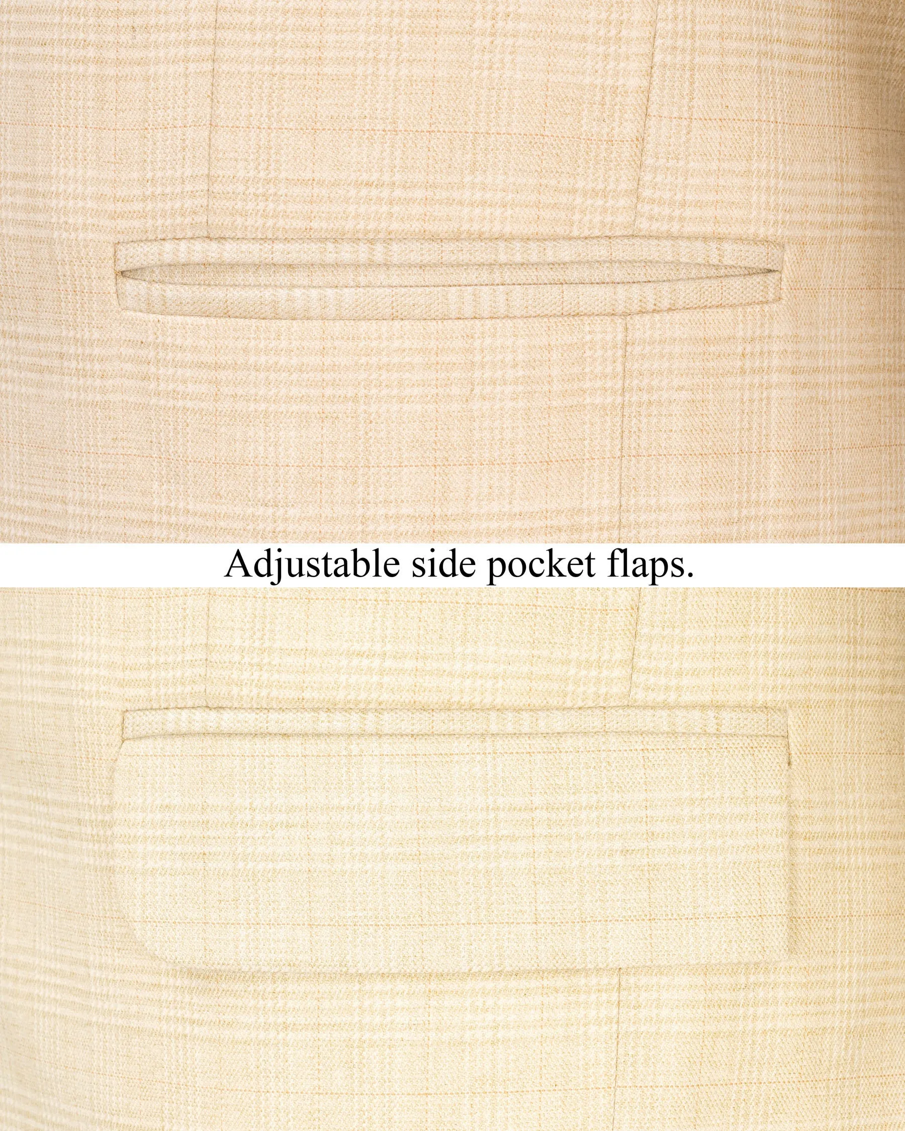 Light Apricot Brown Subtle Plaid Blazer sold by French Crown product image thumbnail 5