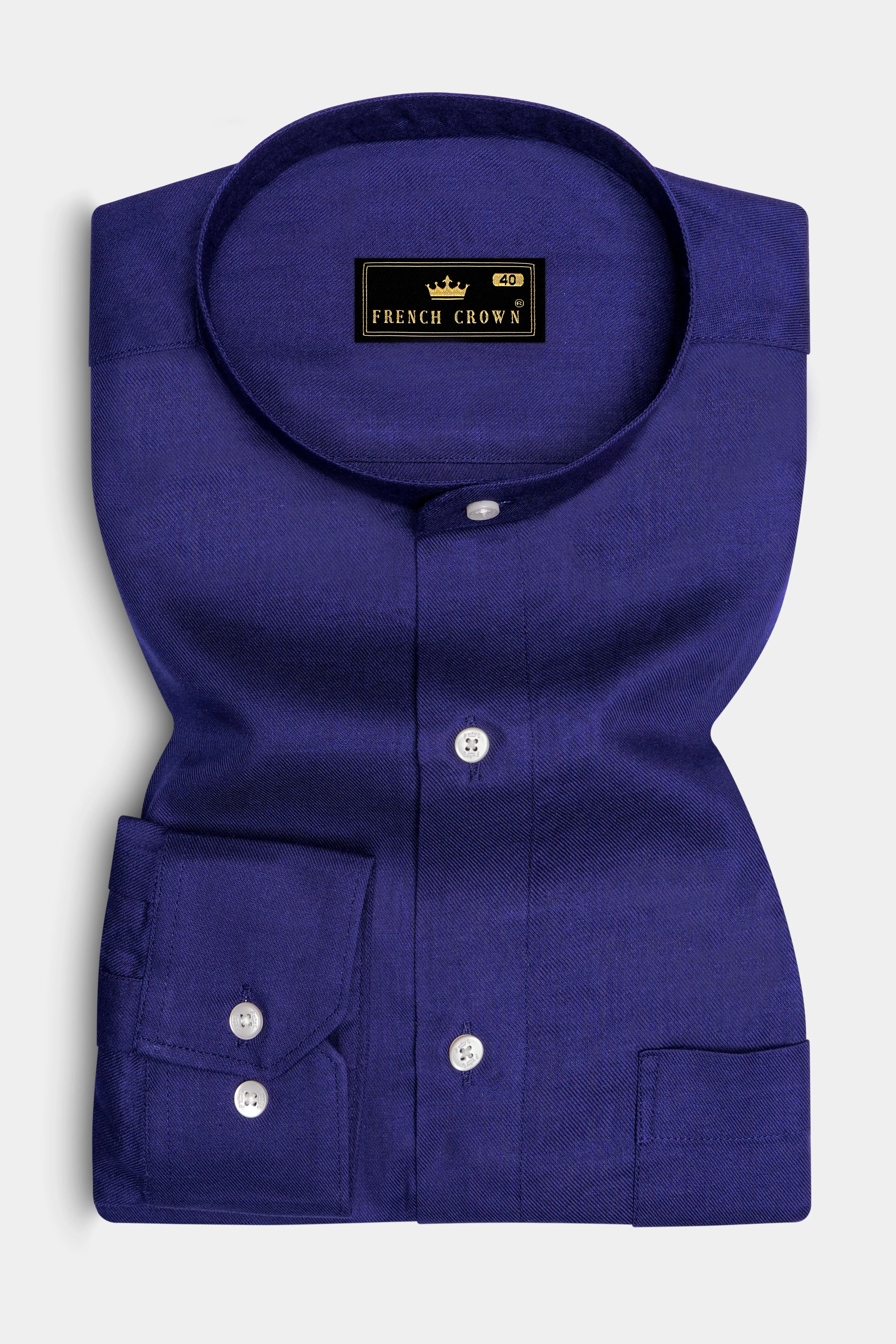 Gunmetal Blue Premium Cotton Shirt sold by French Crown product image thumbnail 4