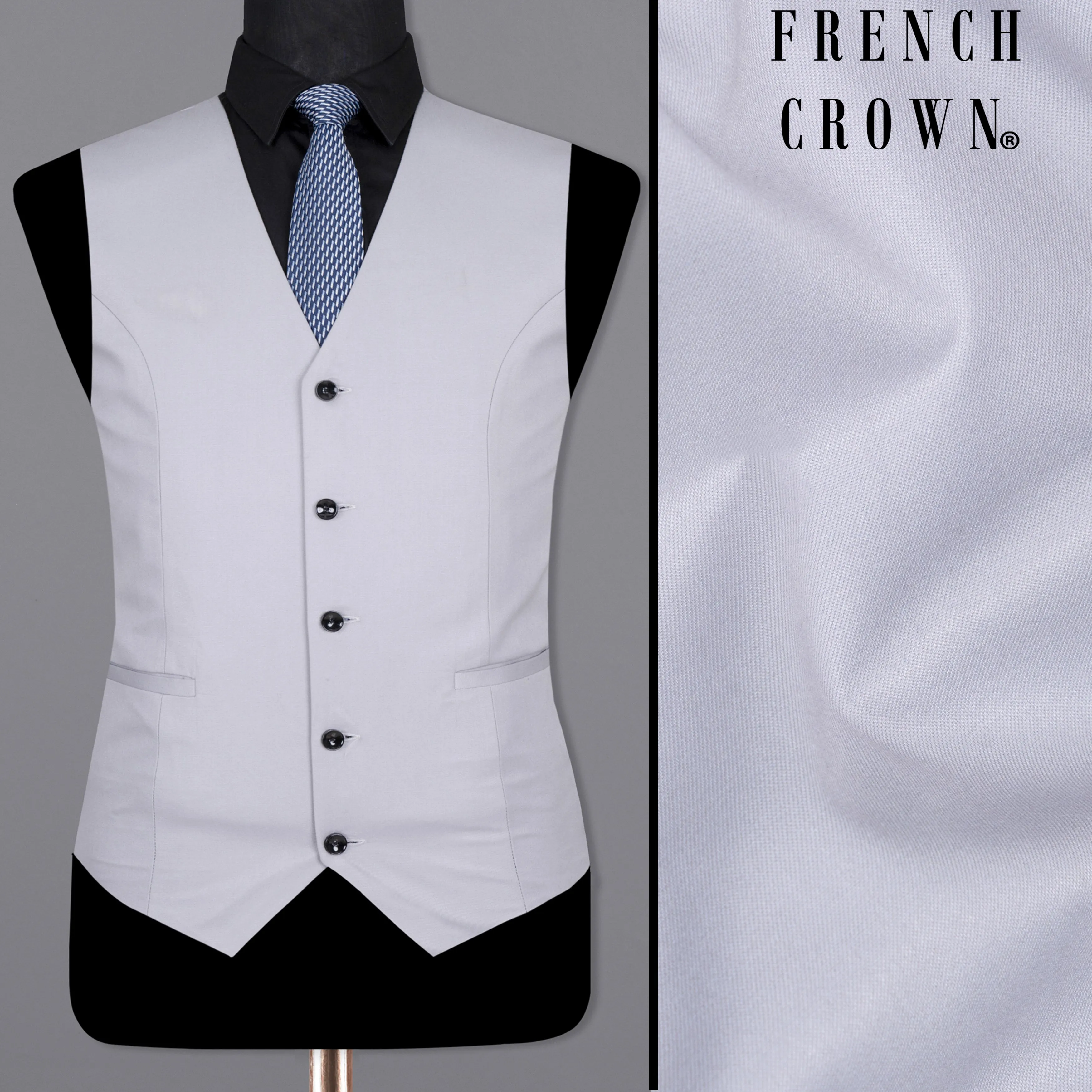 Ghost Gray Wool Rich Waistcoat sold by French Crown