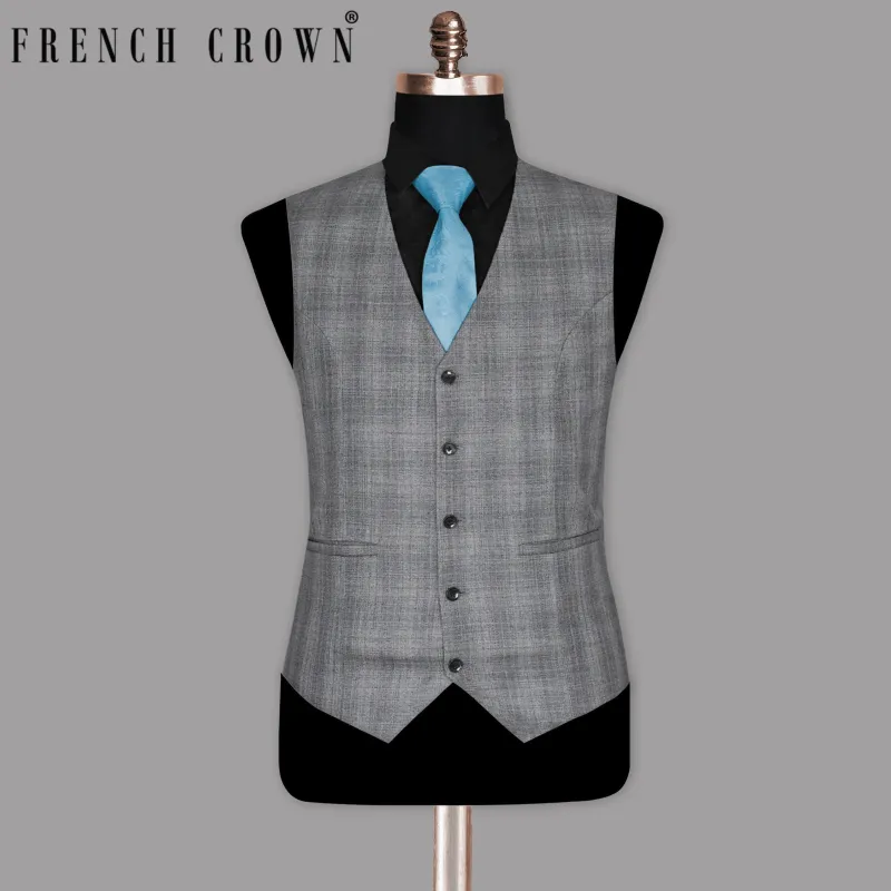 Fossil Grey Subtle Plaid Waistcoat sold by French Crown