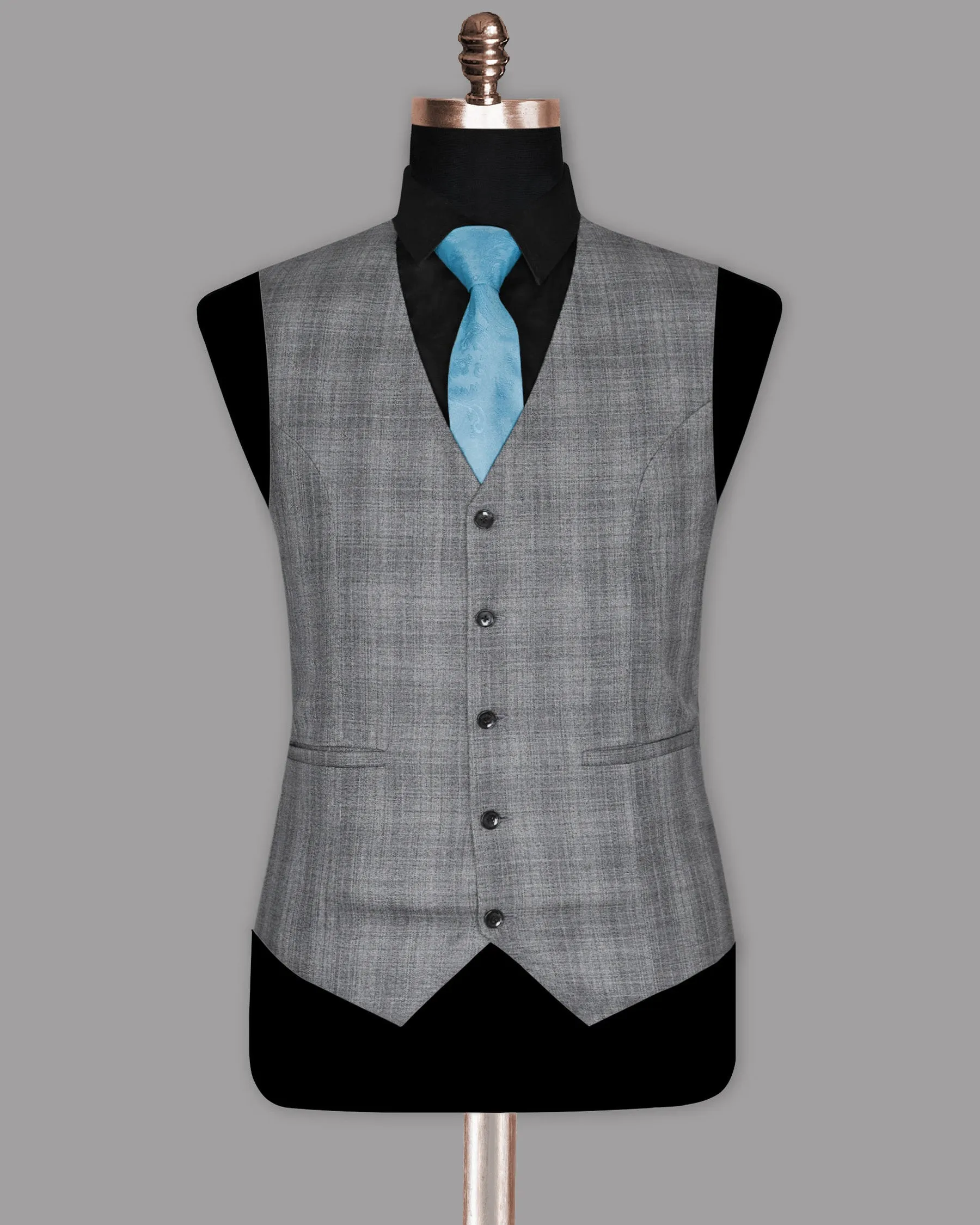 Fossil Grey Subtle Plaid Waistcoat sold by French Crown product image thumbnail 2
