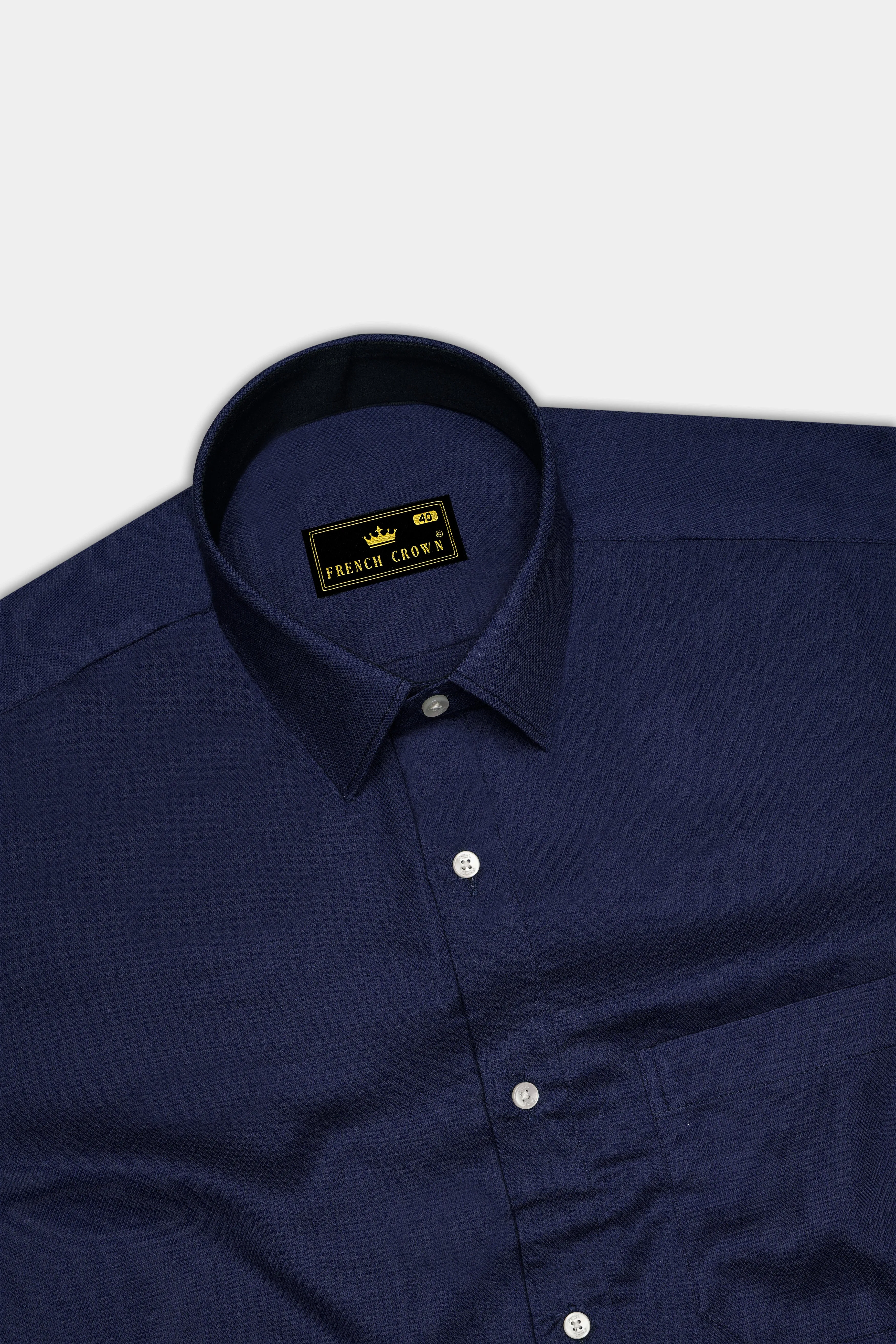 Firefly Blue Dobby Textured Premium Giza Cotton Shirt sold by French Crown product image thumbnail 5