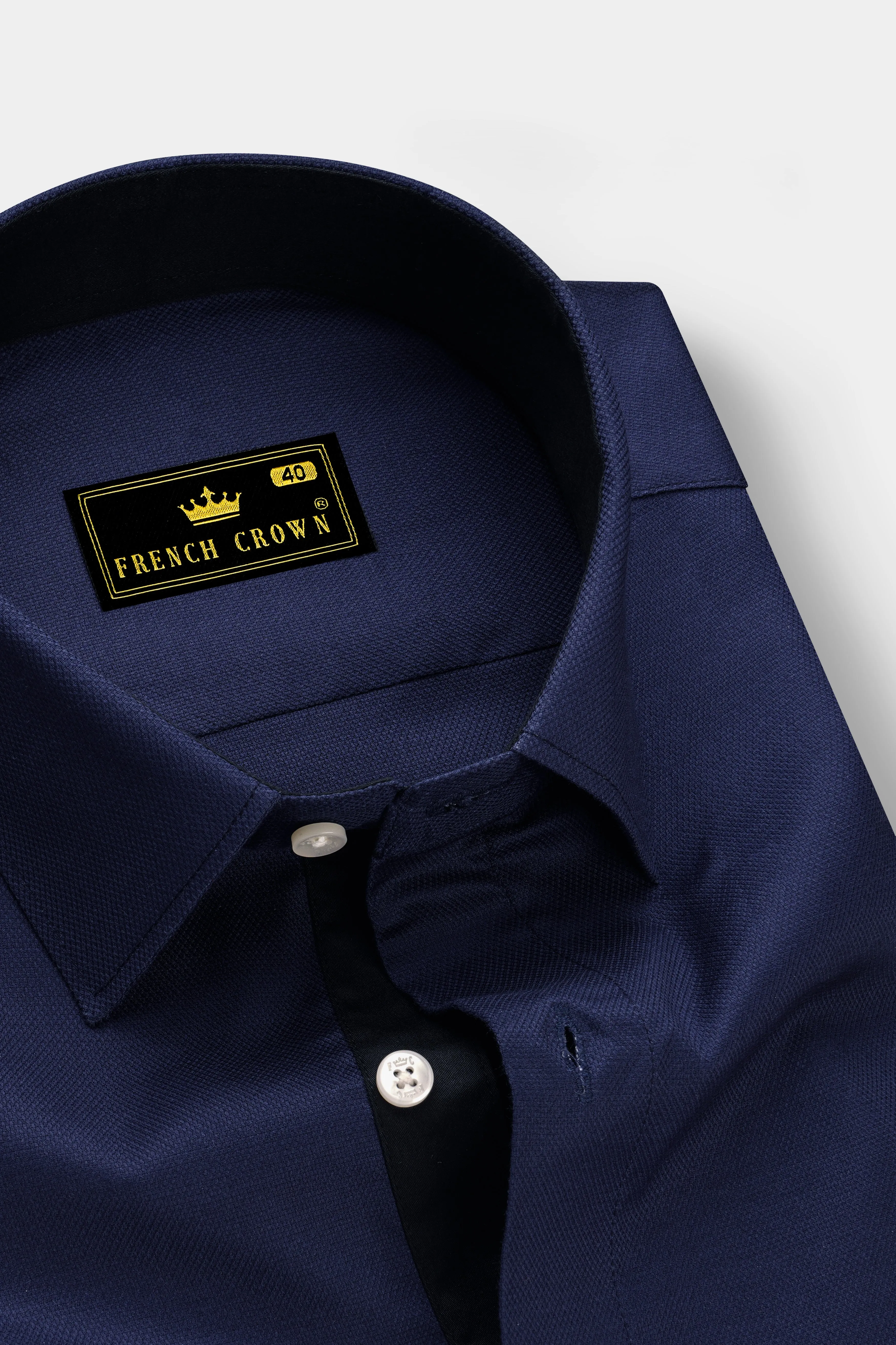 Firefly Blue Dobby Textured Premium Giza Cotton Shirt sold by French Crown product image thumbnail 2