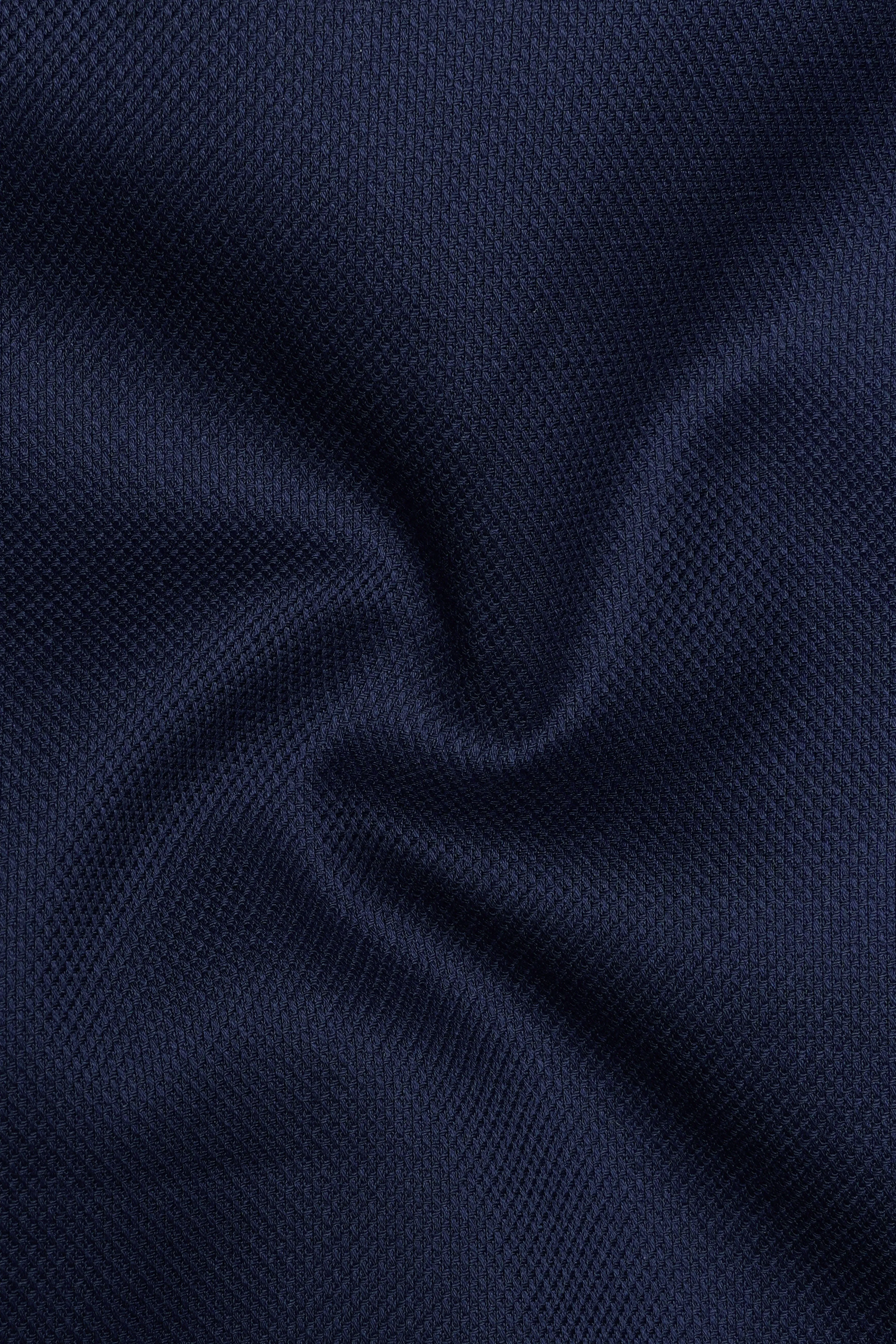 Firefly Blue Dobby Textured Premium Giza Cotton Shirt sold by French Crown product image thumbnail 3