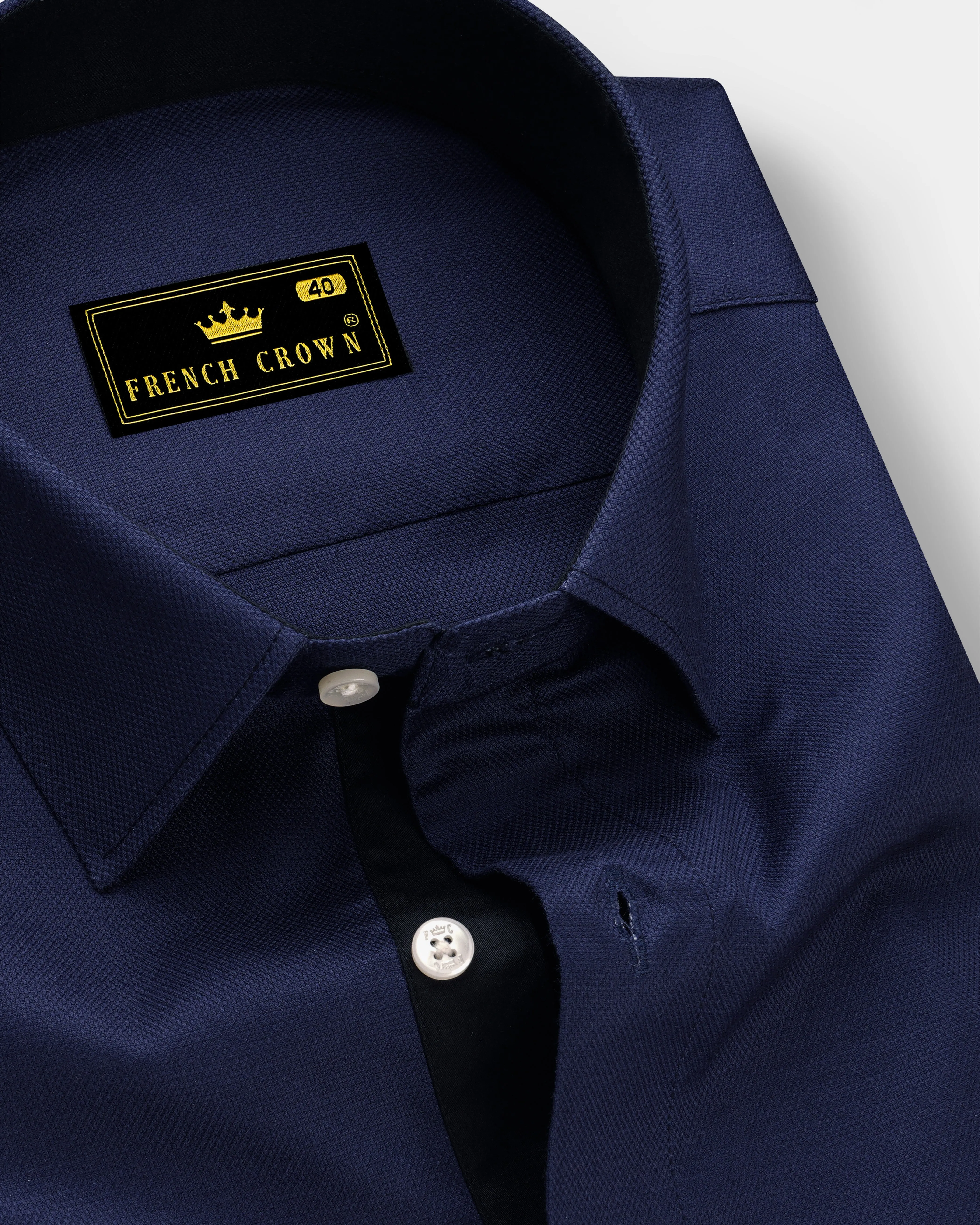 Firefly Blue Dobby Textured Premium Giza Cotton Shirt sold by French Crown