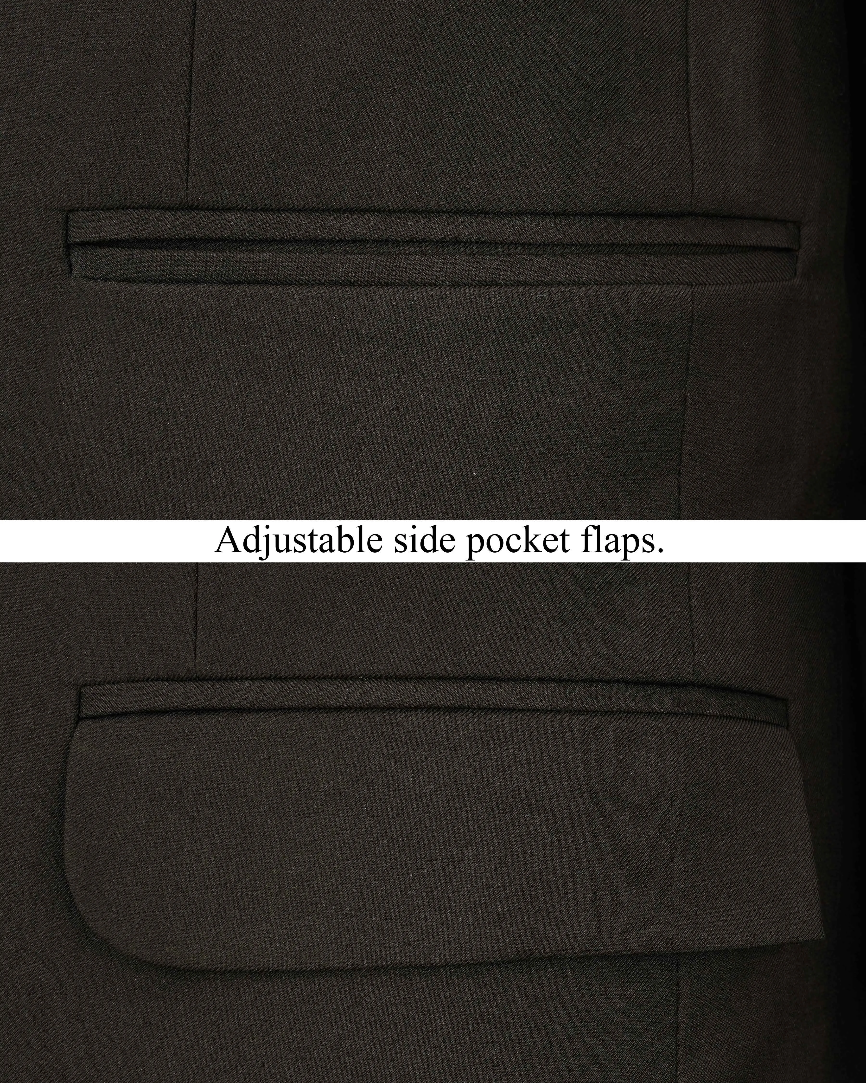Coffee Bean Brown Pure Wool Cross Placket Bandhgala Designer Blazer sold by French Crown product image thumbnail 5