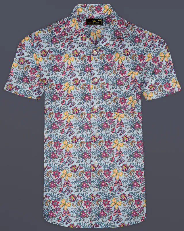Casper Gray with Tussock Yellow Floral Printed Super Soft Premium Cotton Shirt sold by French Crown