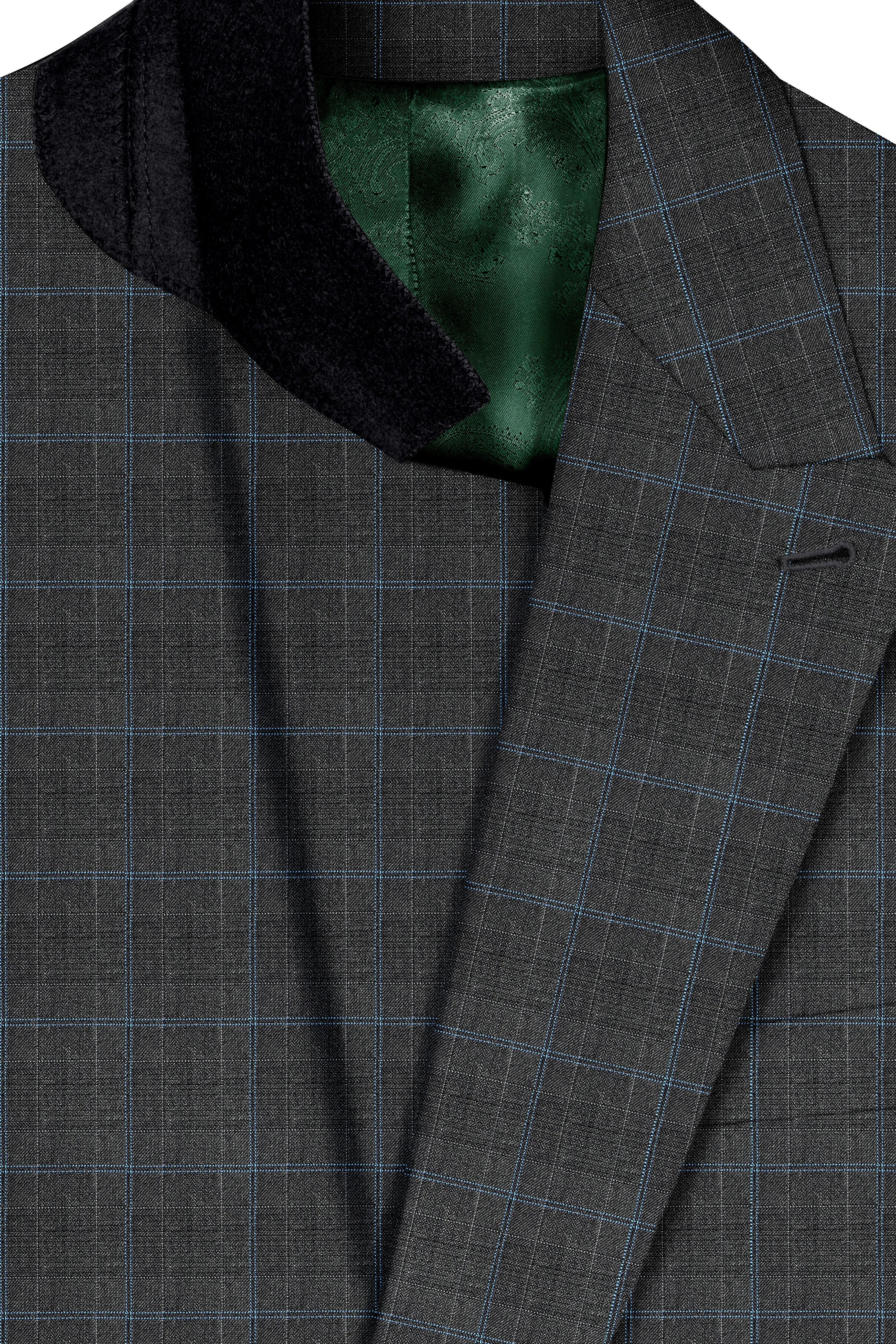 Cape Cod Gray Super fine Checkered Double Breasted Wool Rich Blazer sold by French Crown product image thumbnail 5