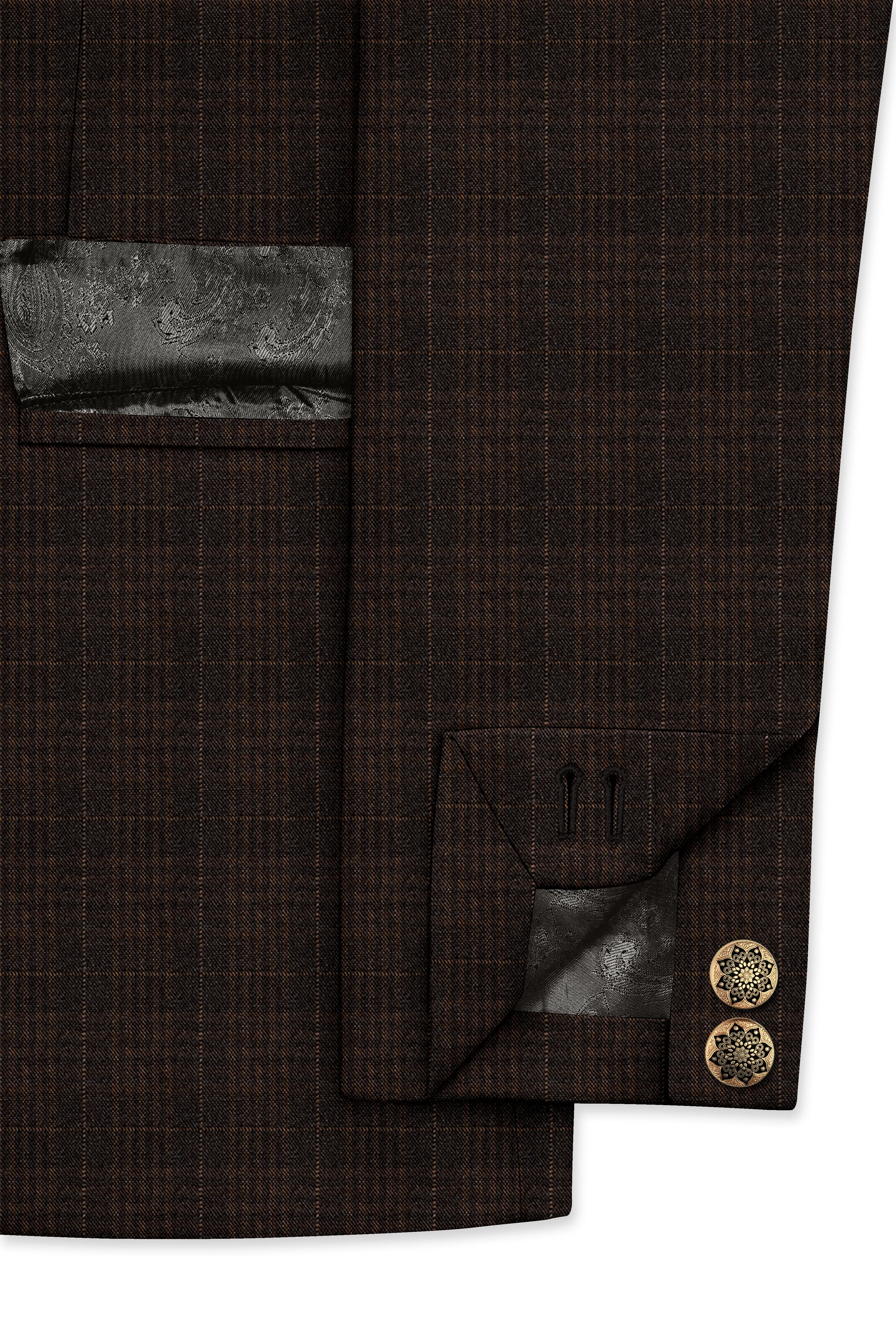 Birch Brown Plaid Cross Placket Bandhgala Blazer sold by French Crown product image thumbnail 5