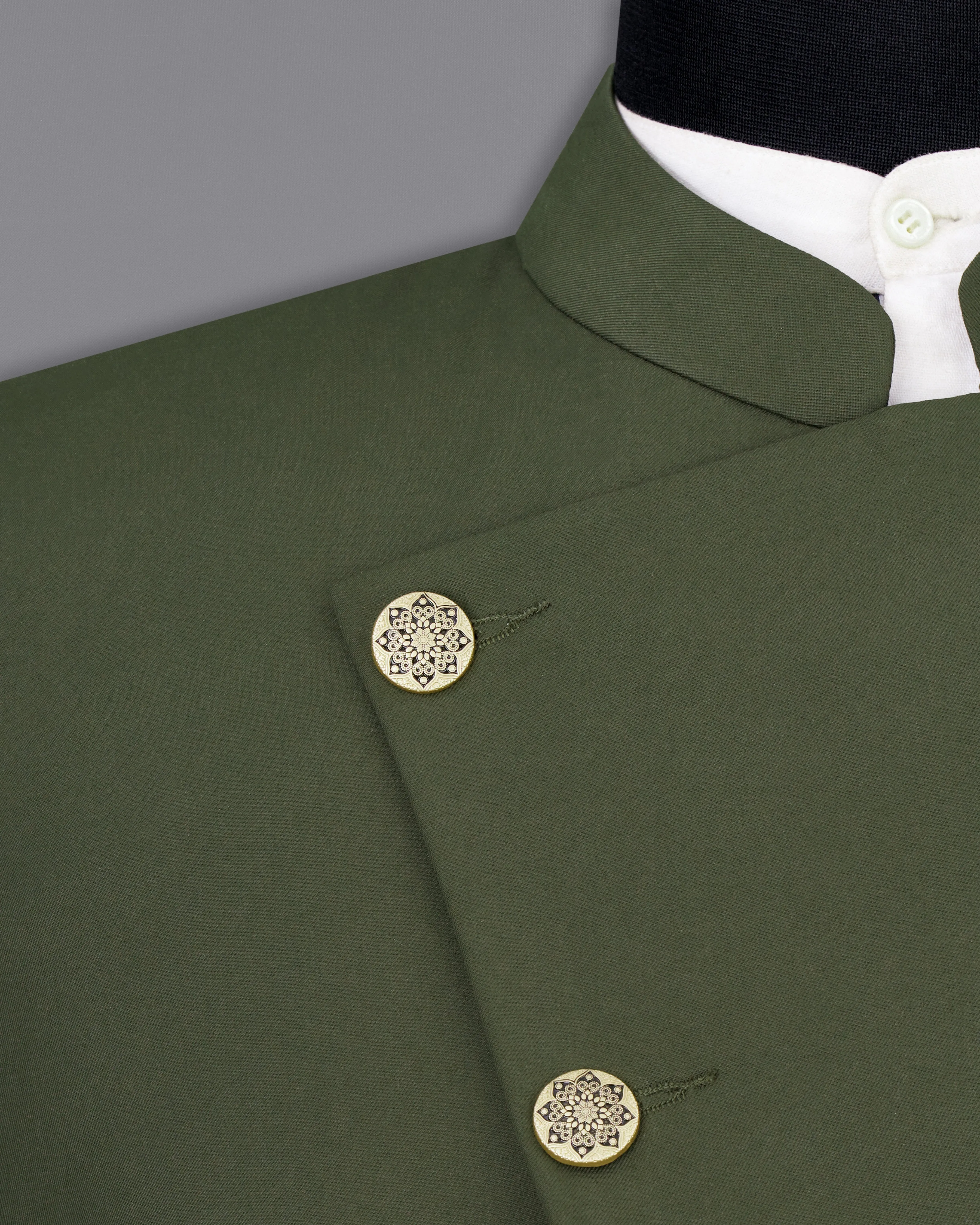 Twill Green Cross Placket Bandhgala Blazer sold by French Crown product image thumbnail 4