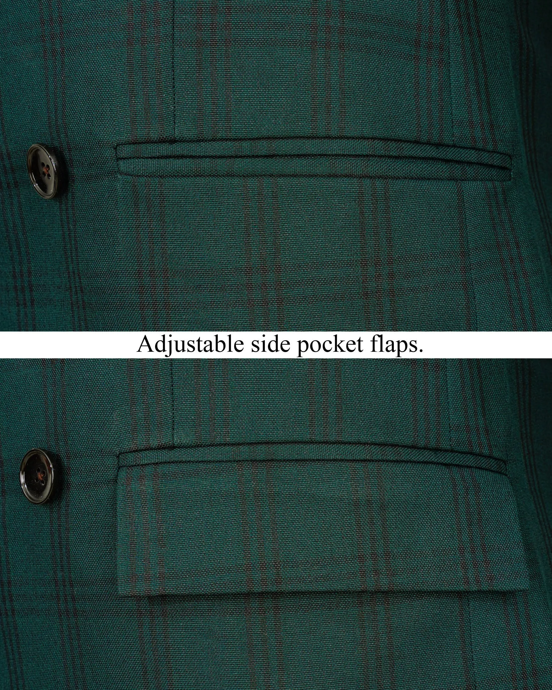 Timber Dark Green With Black Plaid Double Breasted Blazer sold by French Crown product image thumbnail 5