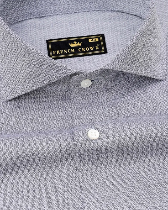 Spun Pearl Silver Dobby Textured Premium Giza Cotton Shirt sold by French Crown
