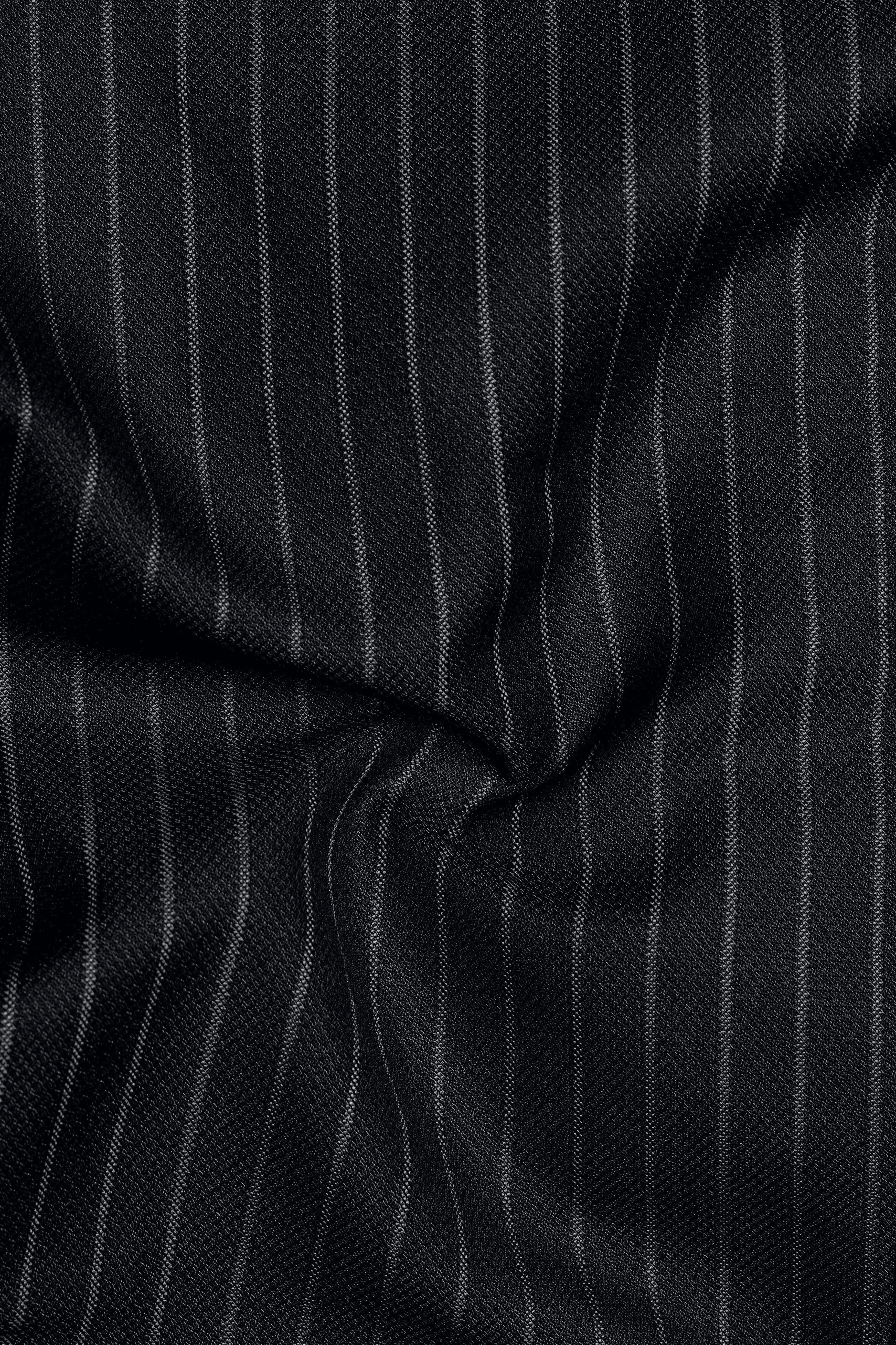 Piano Black Striped Cross Placket Woolrich Bandhgala Blazer sold by French Crown product image thumbnail 3