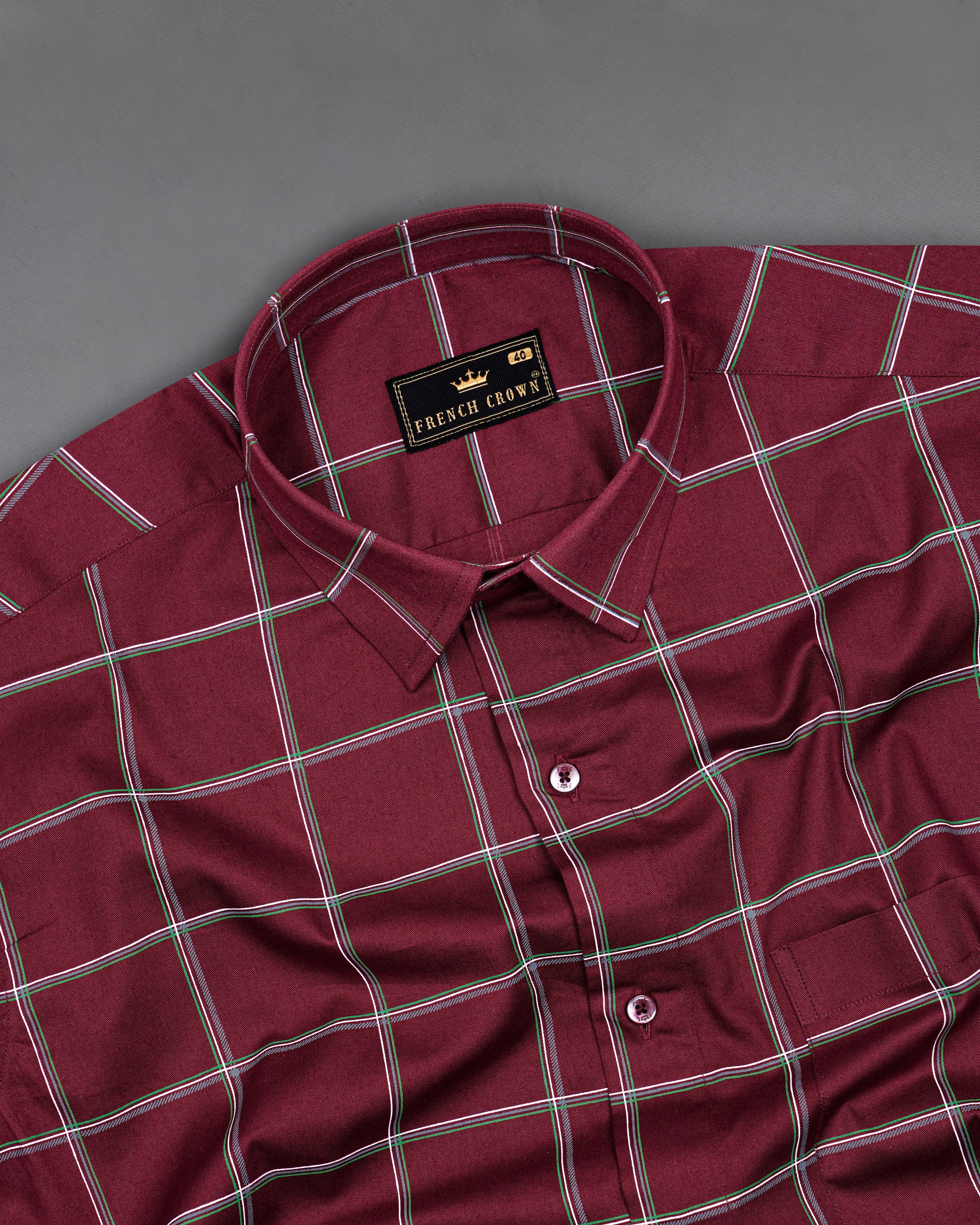 Persianplum Red Windowpane Royal Oxford Shirt sold by French Crown product image thumbnail 5