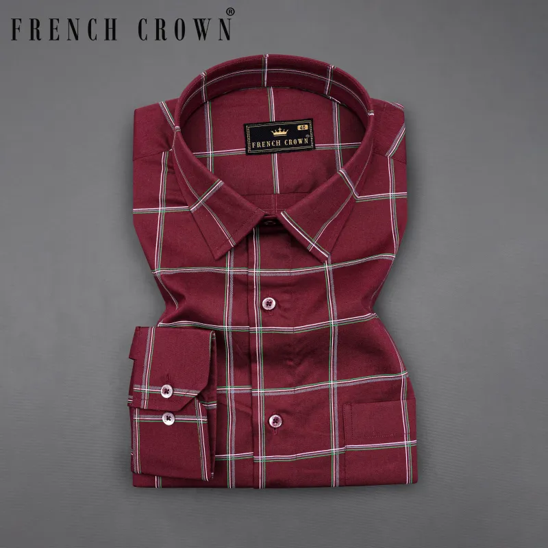 Persianplum Red Windowpane Royal Oxford Shirt sold by French Crown