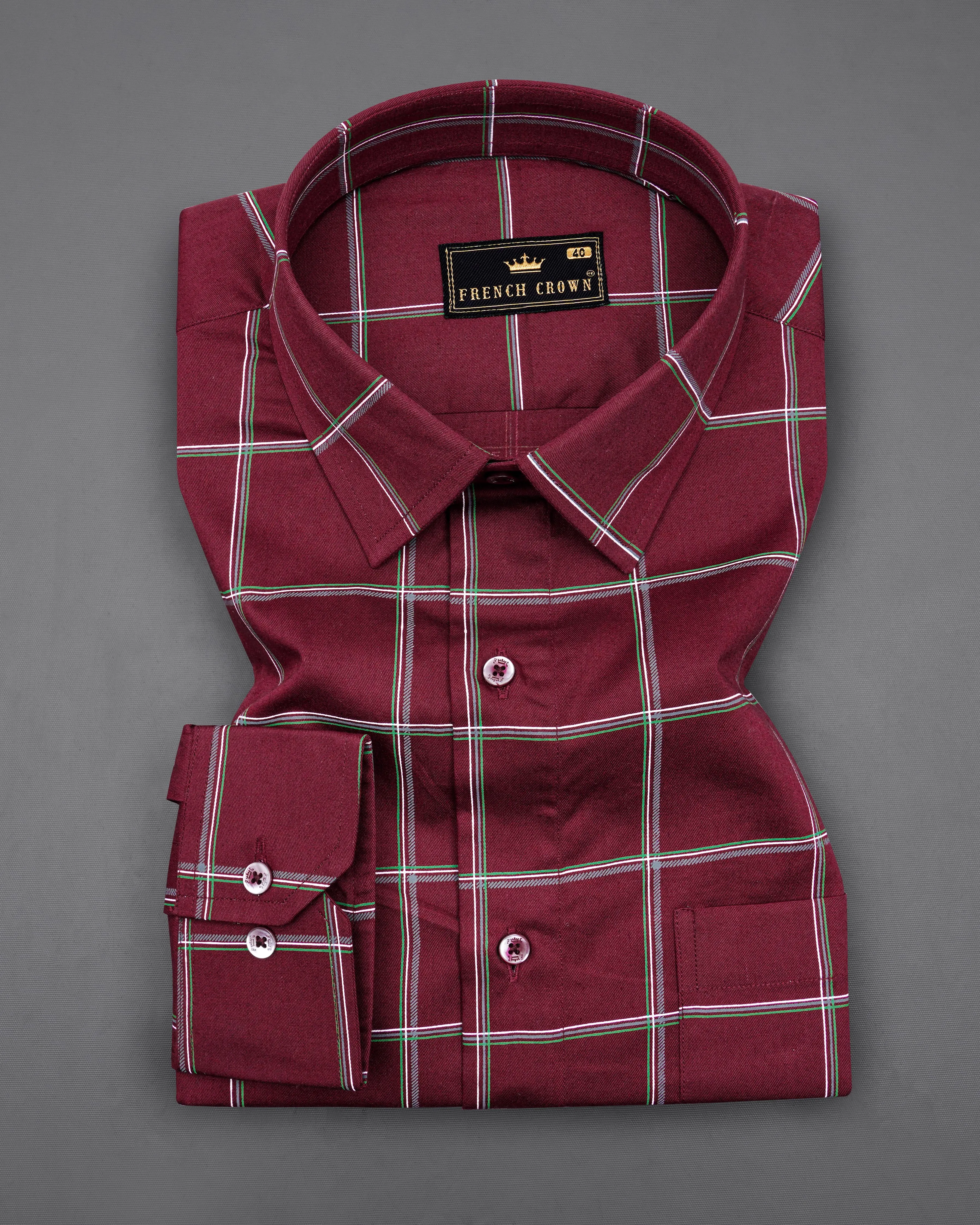 Persianplum Red Windowpane Royal Oxford Shirt sold by French Crown product image thumbnail 2