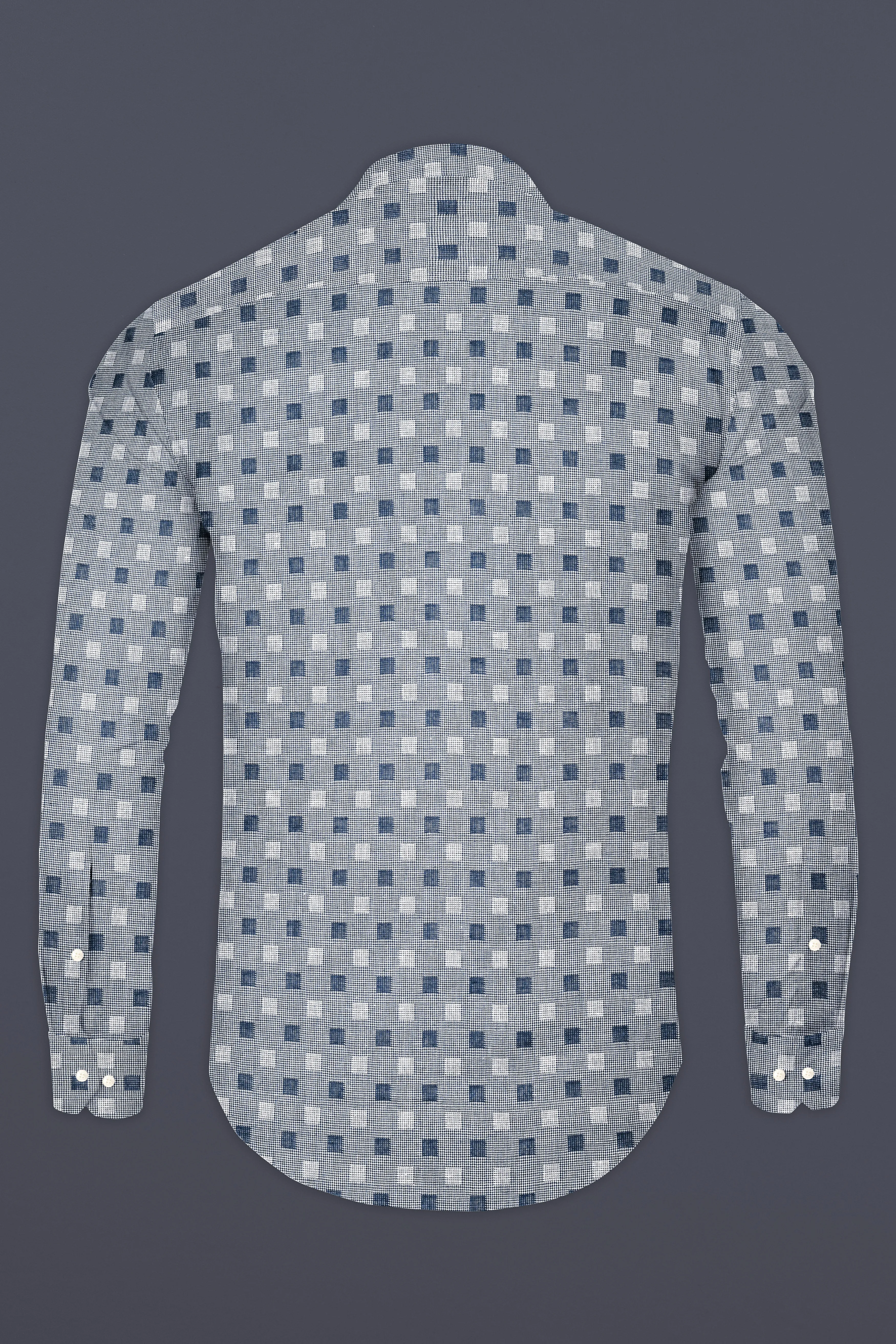 Meteorite Blue and White Square Dobby Textured Premium Giza Cotton Shirt sold by French Crown product image thumbnail 5