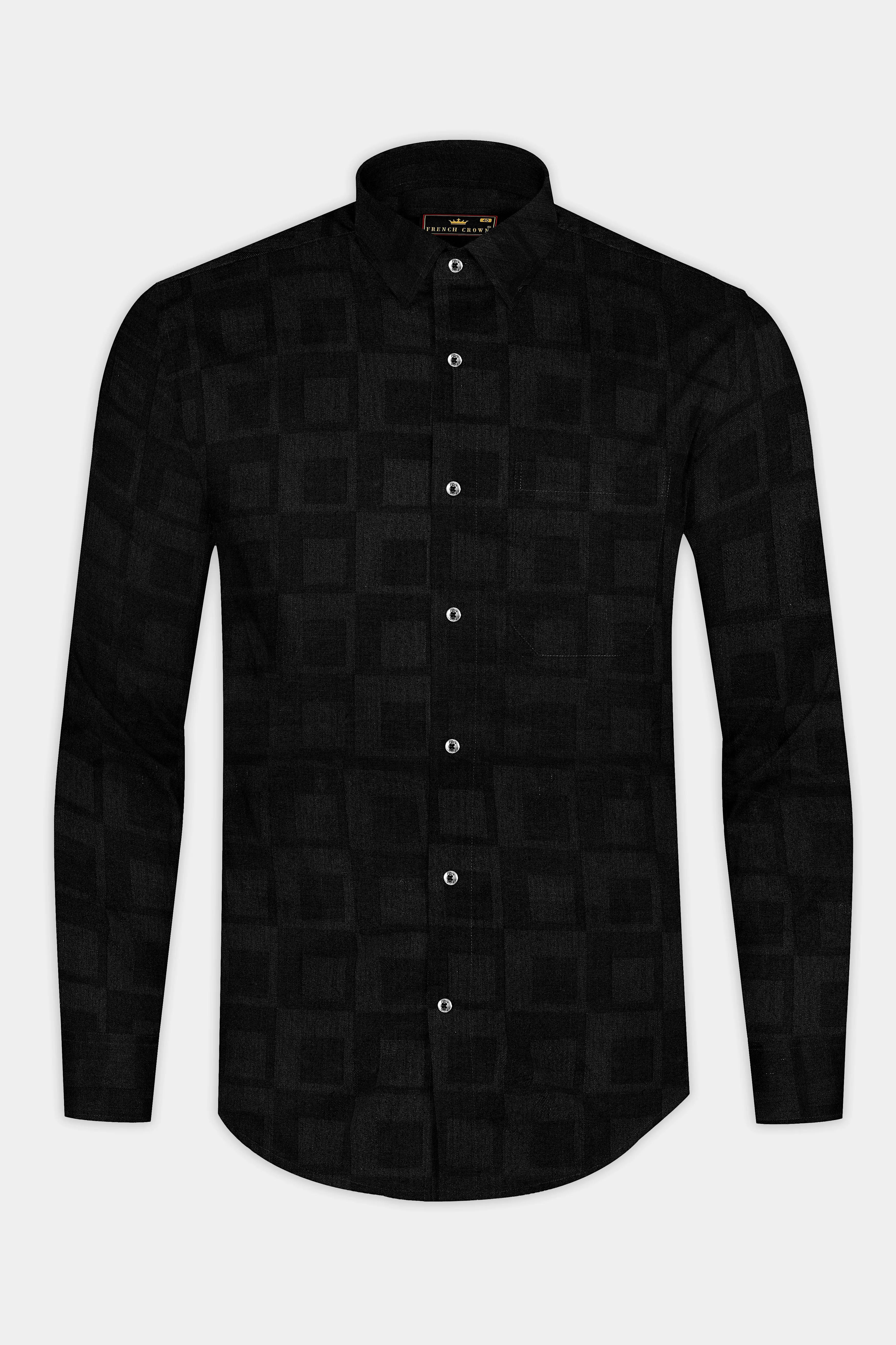 Jade Black Dobby Textured Premium Giza Cotton Shirt sold by French Crown product image thumbnail 5
