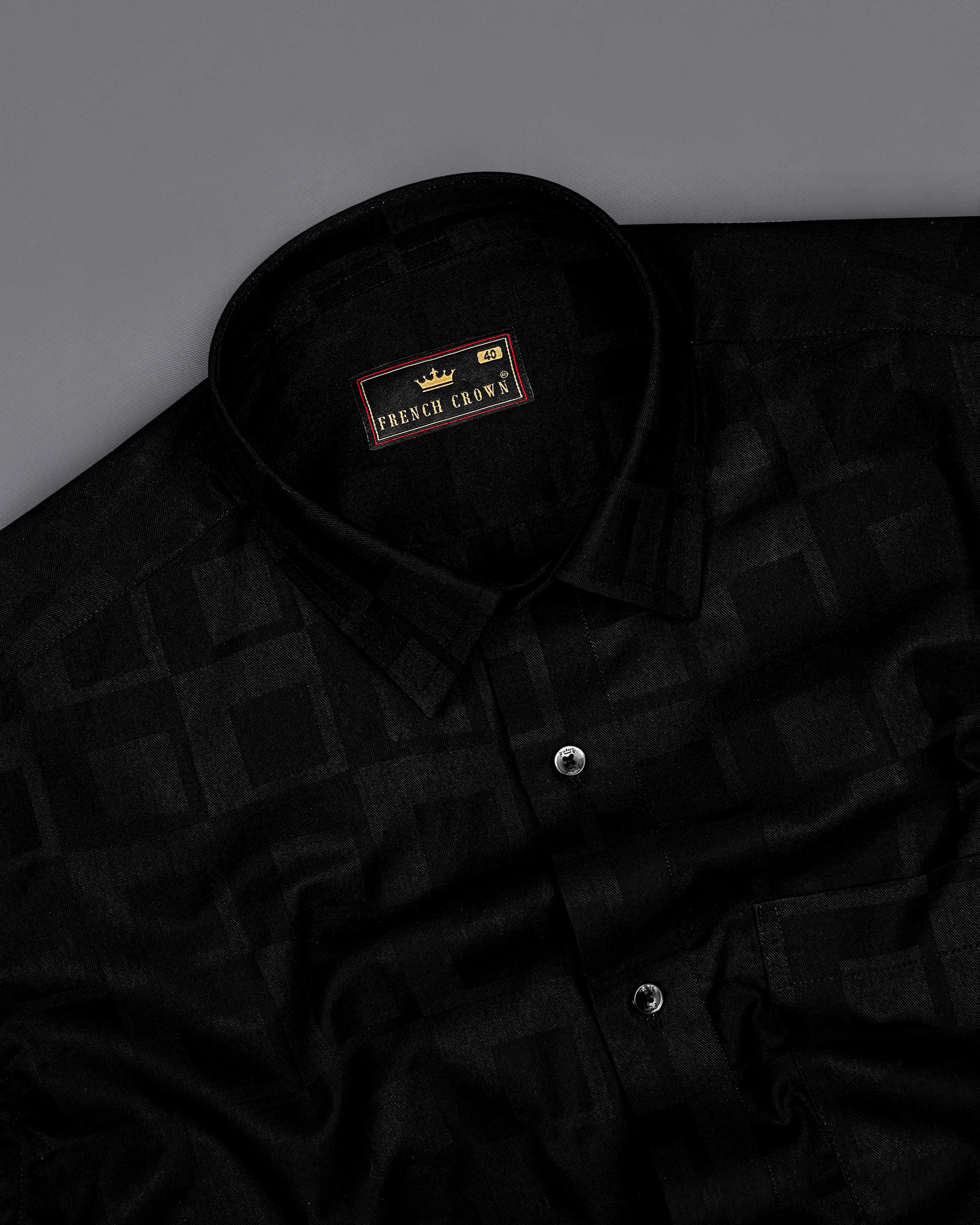 Jade Black Dobby Textured Premium Giza Cotton Shirt sold by French Crown product image thumbnail 4