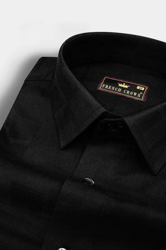 Jade Black Dobby Textured Premium Giza Cotton Shirt sold by French Crown