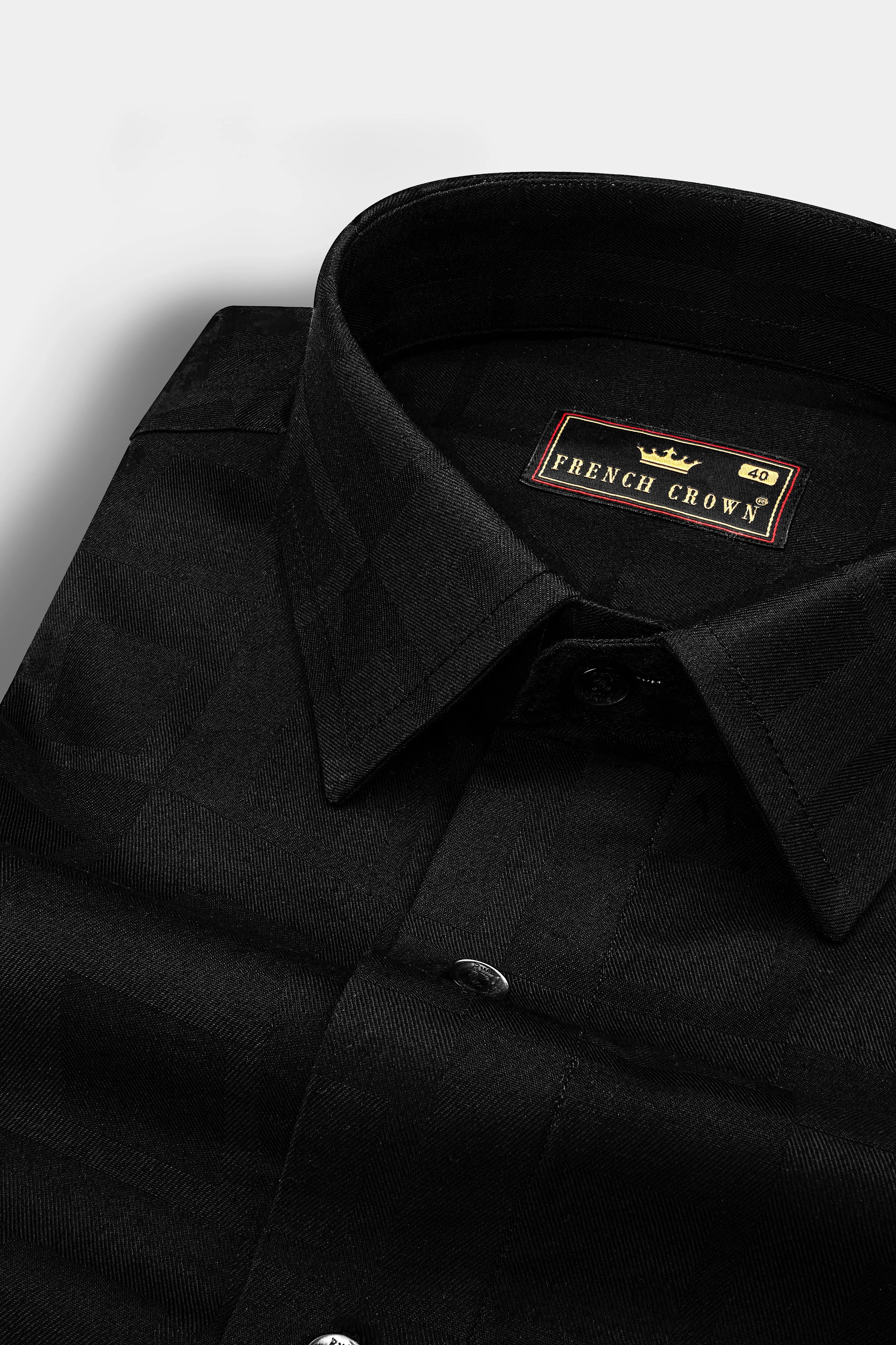 Jade Black Dobby Textured Premium Giza Cotton Shirt sold by French Crown