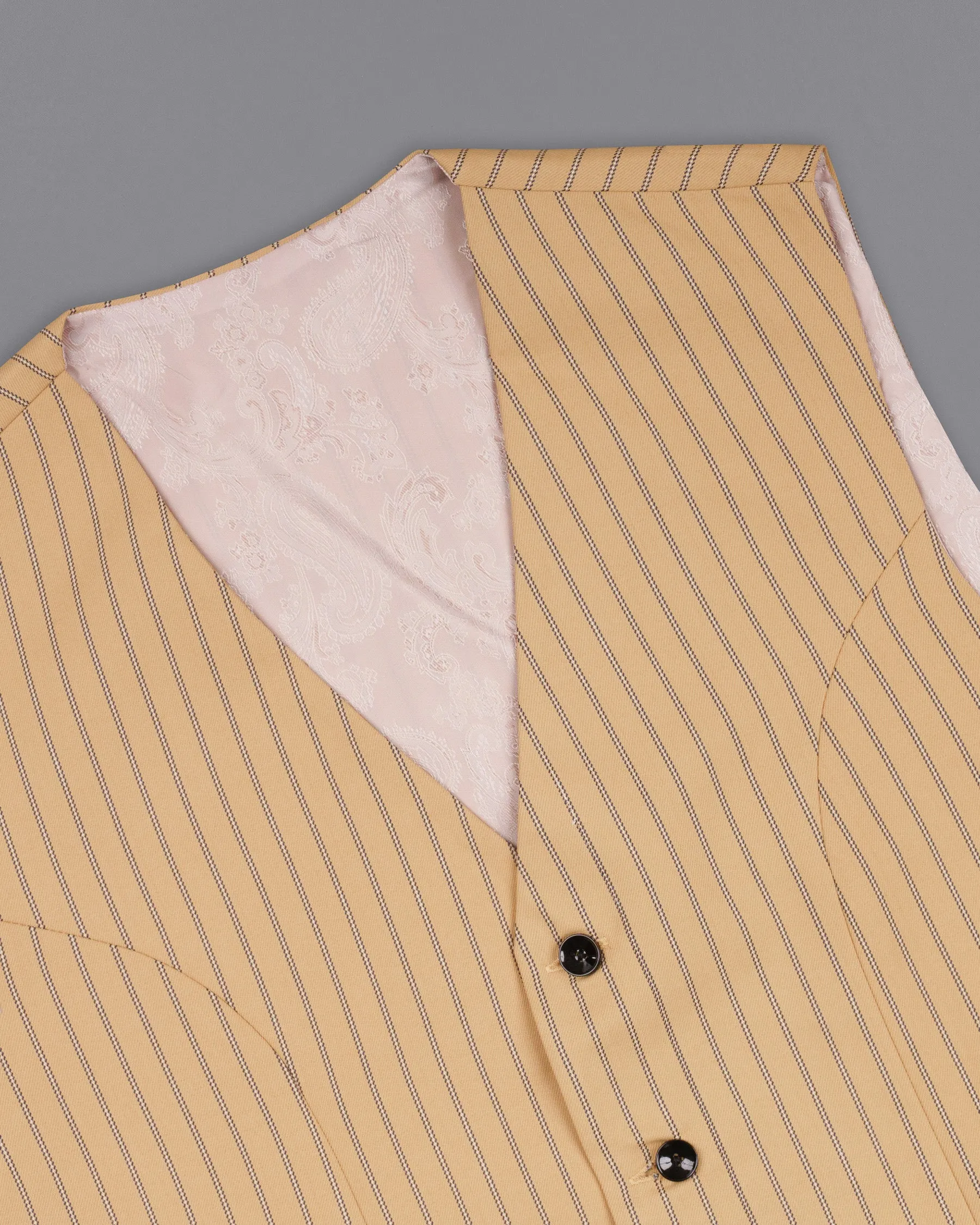 Harvest Gold Cream Striped Woolrich Waistcoat sold by French Crown product image thumbnail 4