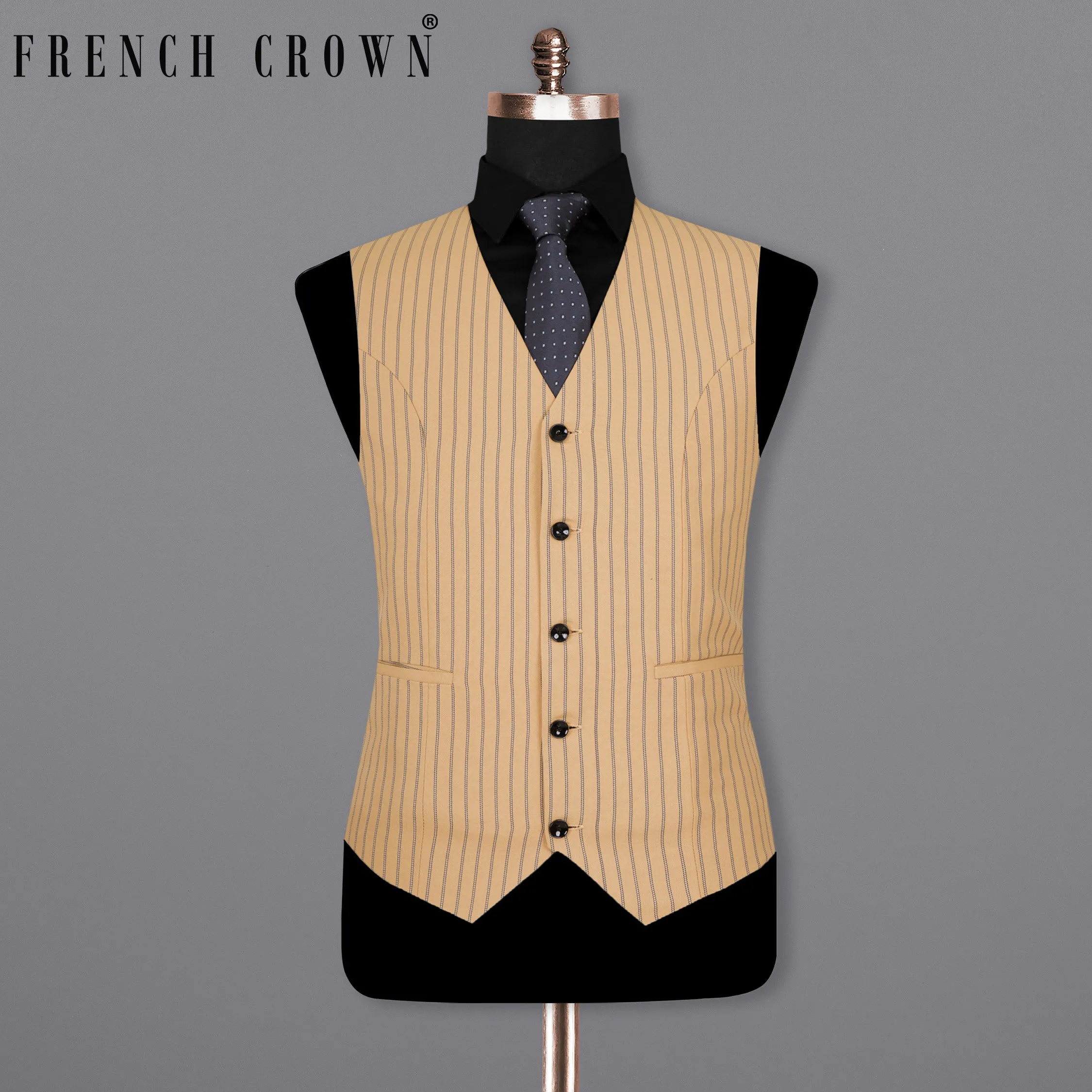 Harvest Gold Cream Striped Woolrich Waistcoat sold by French Crown