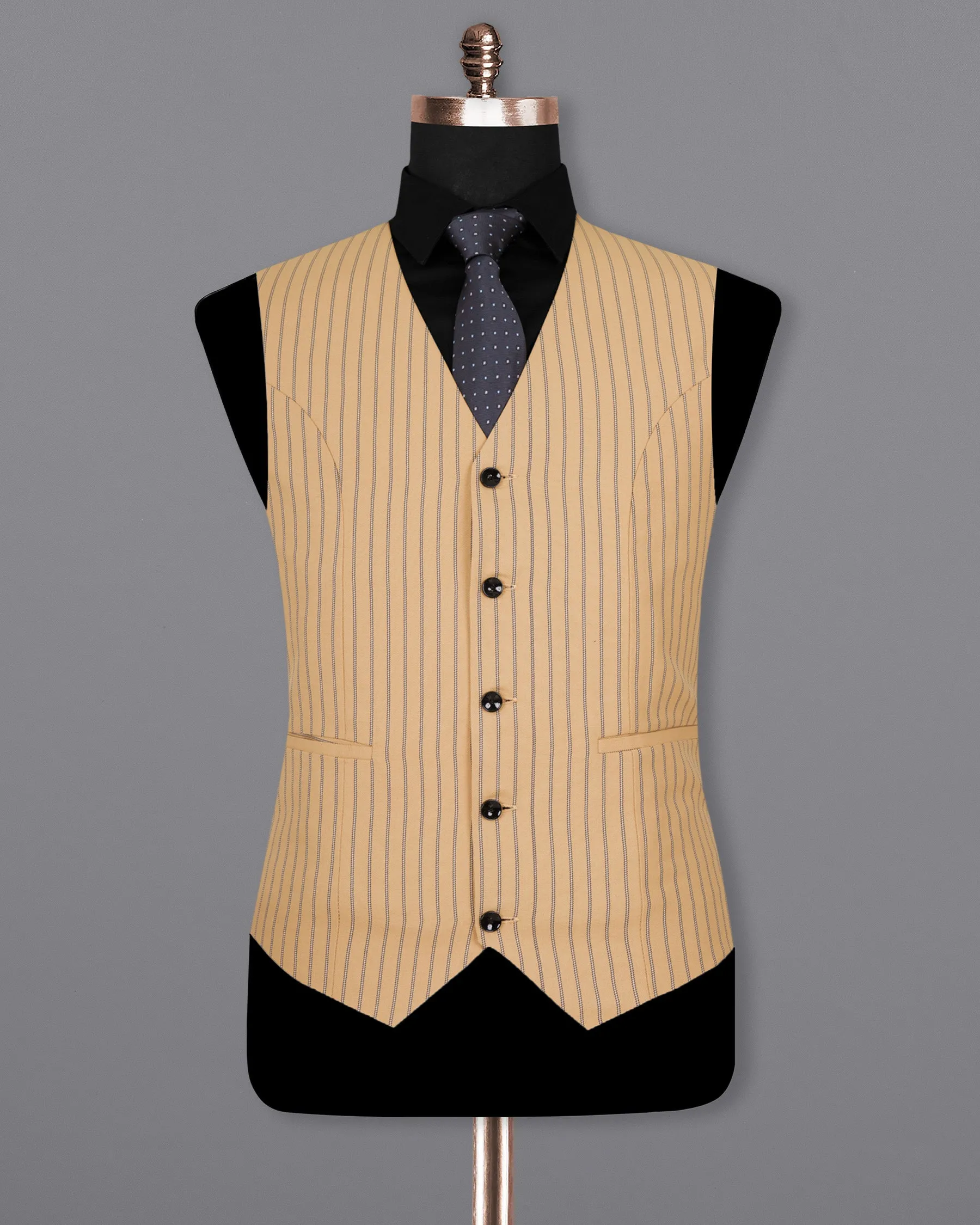 Harvest Gold Cream Striped Woolrich Waistcoat sold by French Crown product image thumbnail 2